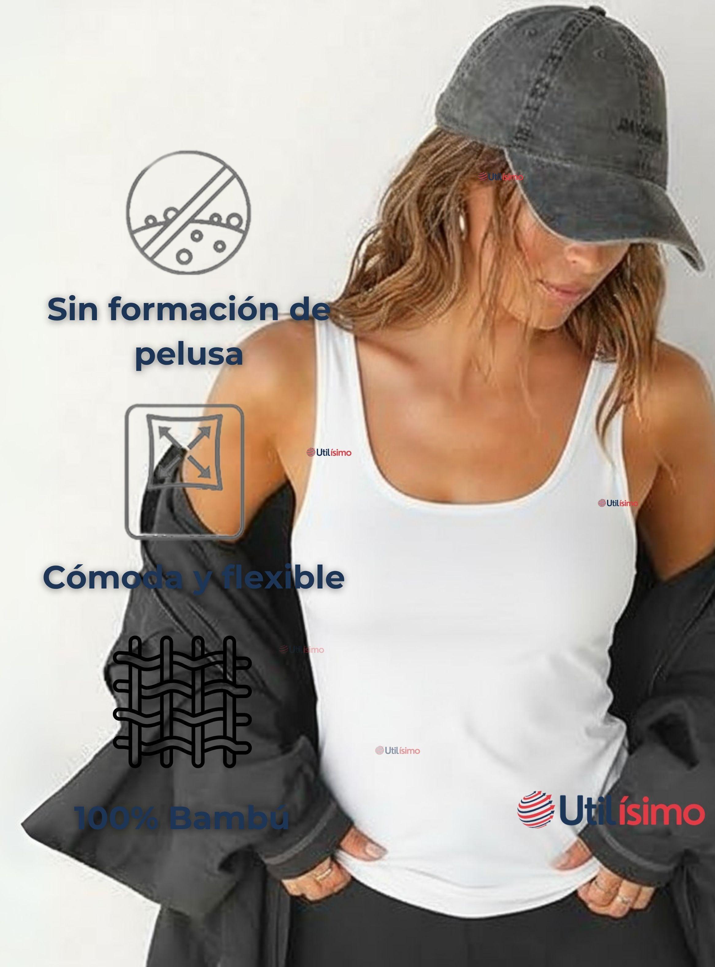 Pack 6 Poleras Camisetas Sin Mangas Fibra  Bambú Básicas Lisa Elástica Mujer Colores Surtidos-6