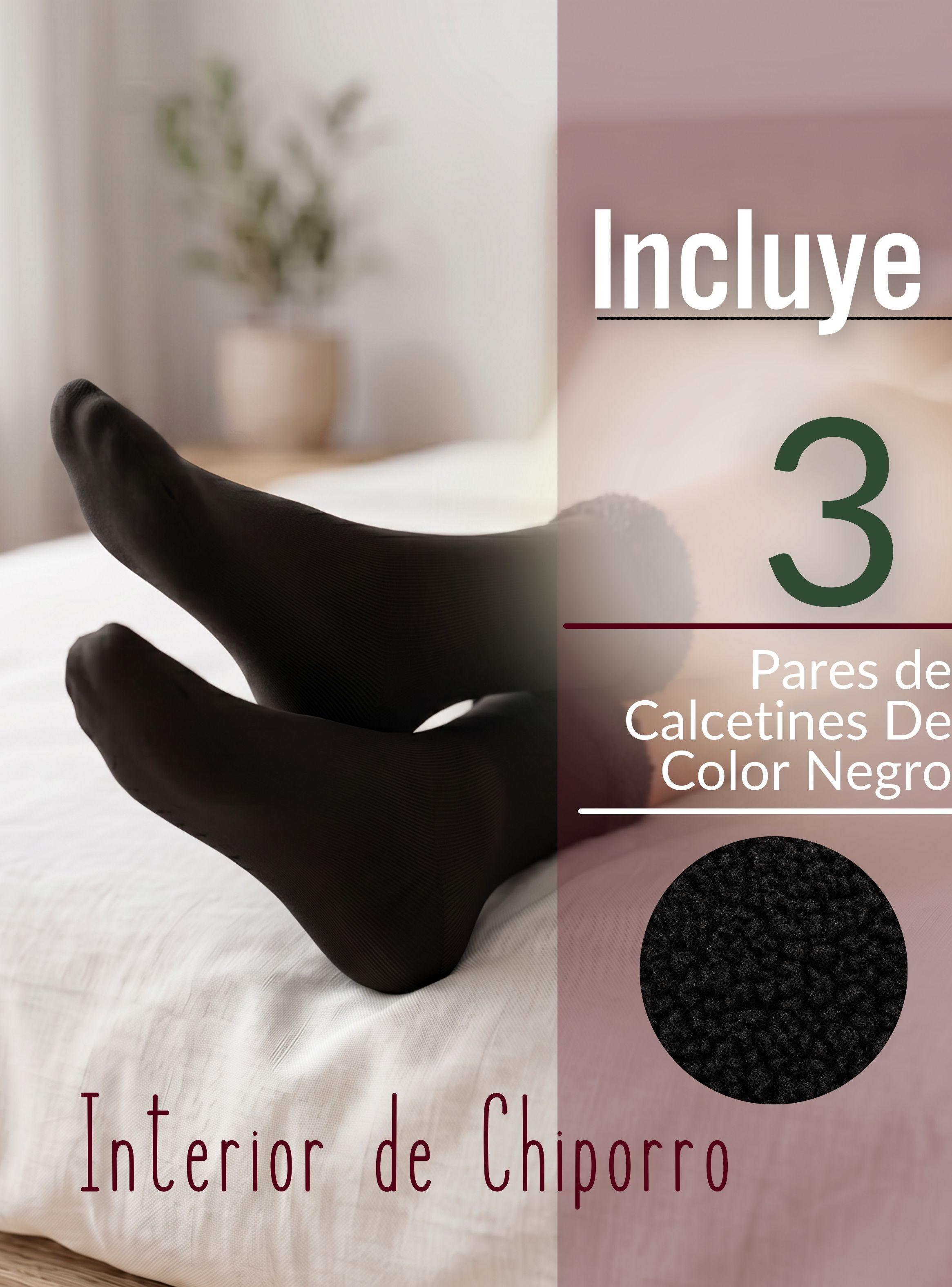 Pack 3 Pares Calcetines Chiporro Mujer Ultra Térmico Polar Negro Invierno-2