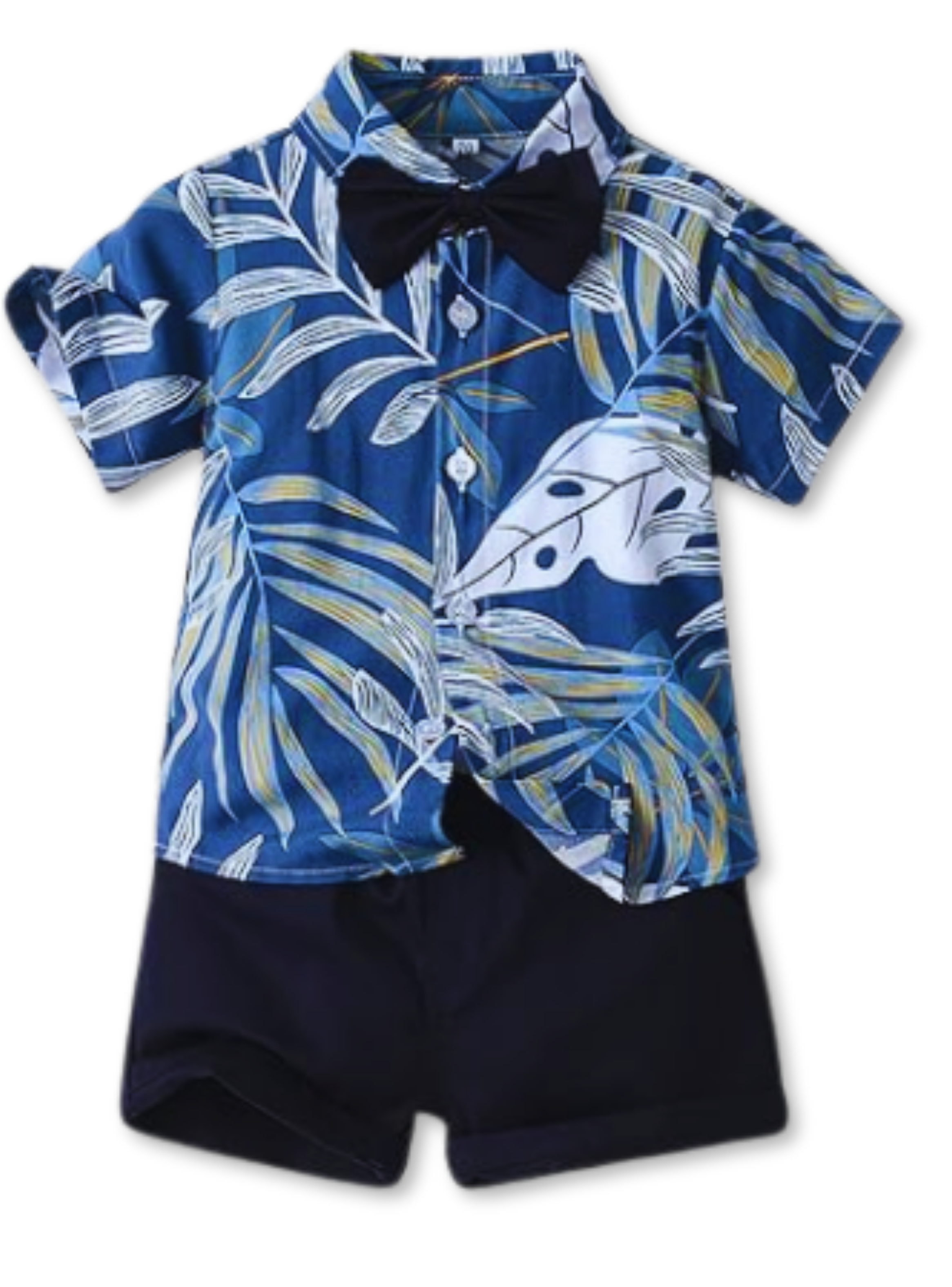 Conjunto de Vestir Hawaiano Manga Corta Niño 1 a 5 Años Azul oscuro Hawaiano-0