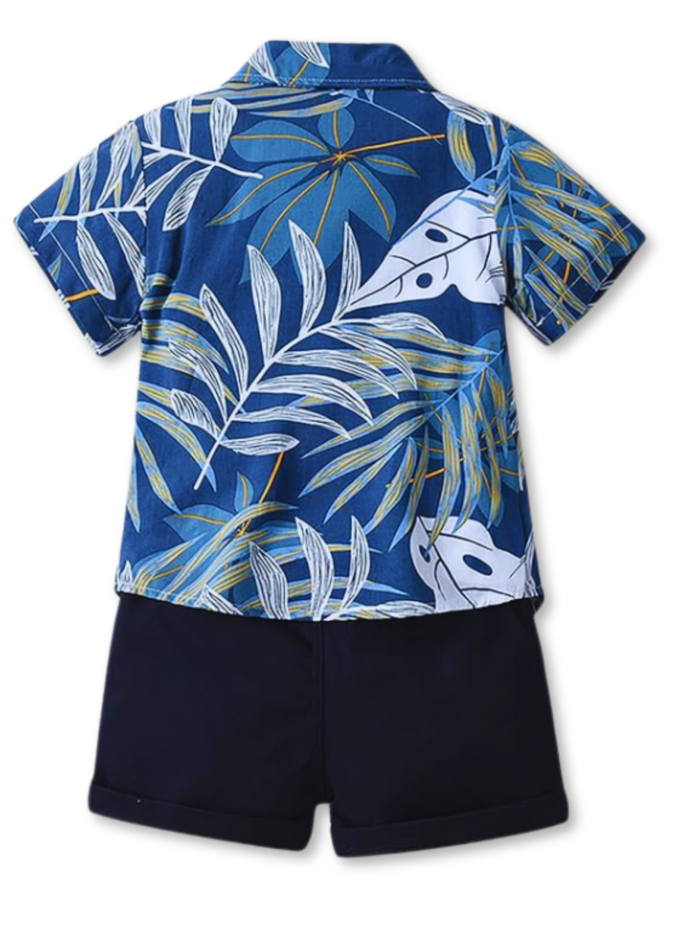 Conjunto de Vestir Hawaiano Manga Corta Niño 1 a 5 Años Azul oscuro Hawaiano-1
