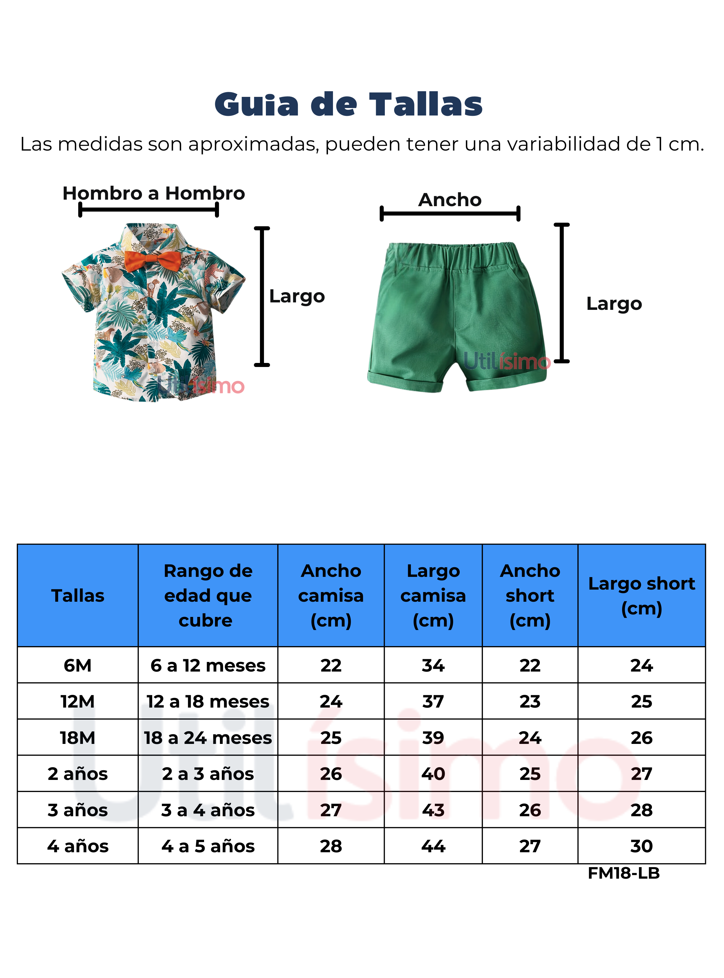 Conjunto de Vestir Hawaiano Manga Corta Niño 1 a 5 Años Azul oscuro Hawaiano-2