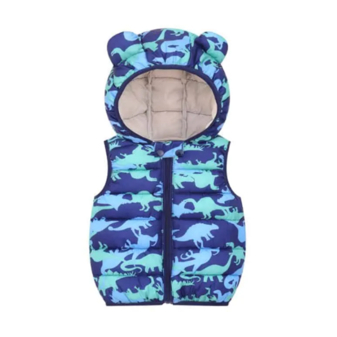 Parka Con Capucha Sin Mangas Niño Dinosaurios Varios Azul Jump Kids-0