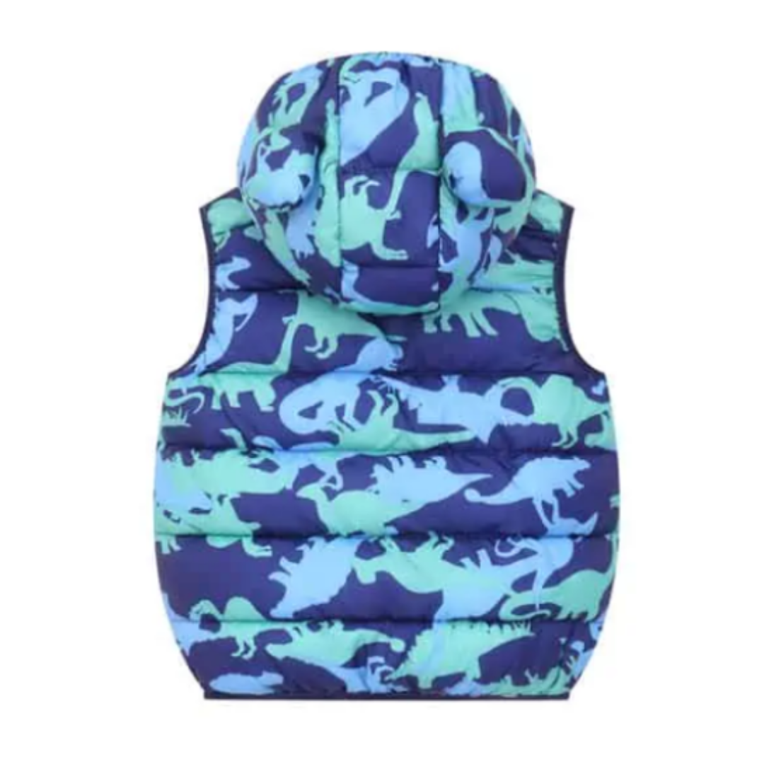 Parka Con Capucha Sin Mangas Niño Dinosaurios Varios Azul Jump Kids-1