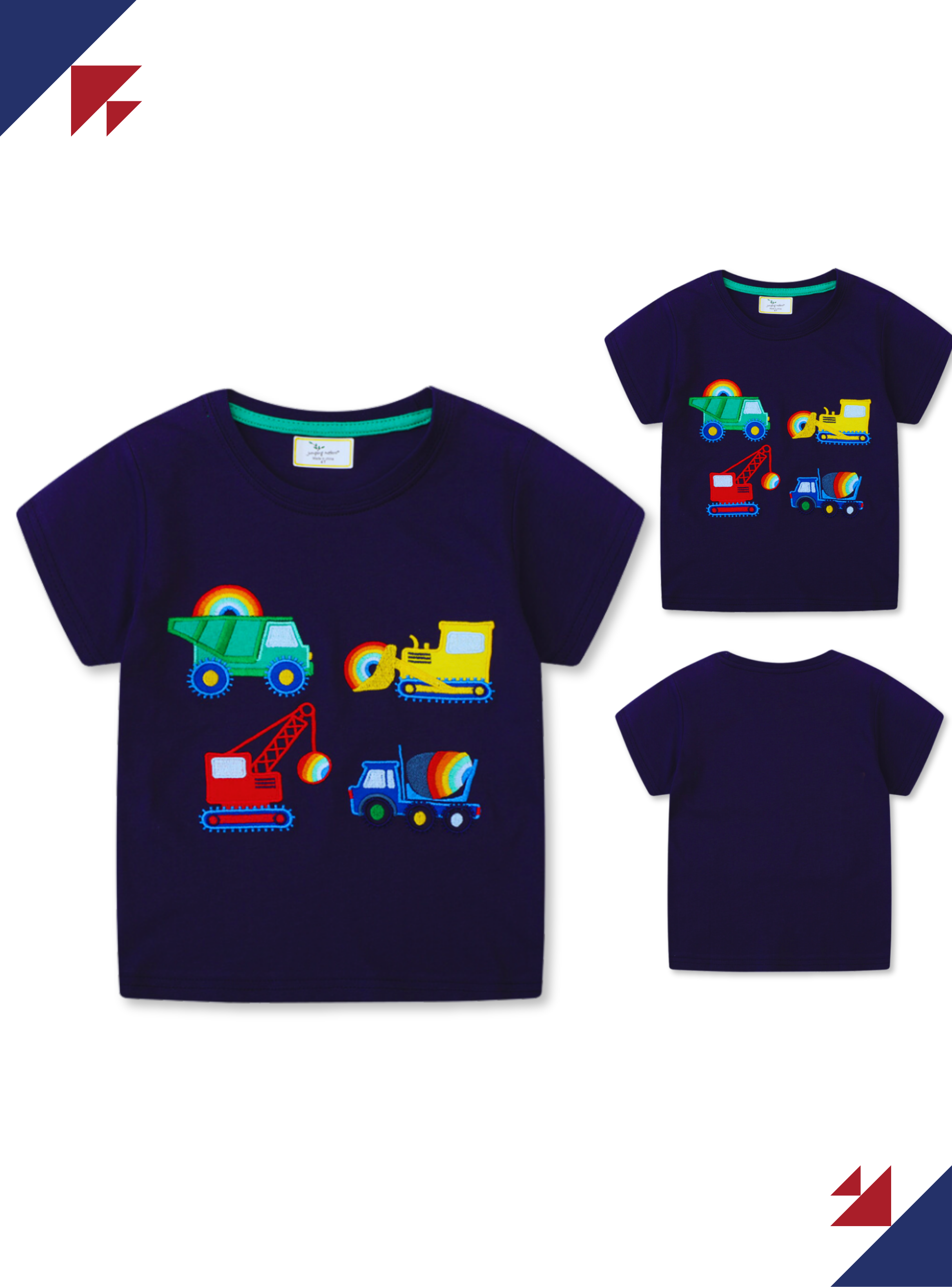 Polera Niño Algodón Manga Corta Jump Kids Autos Coloridos-4