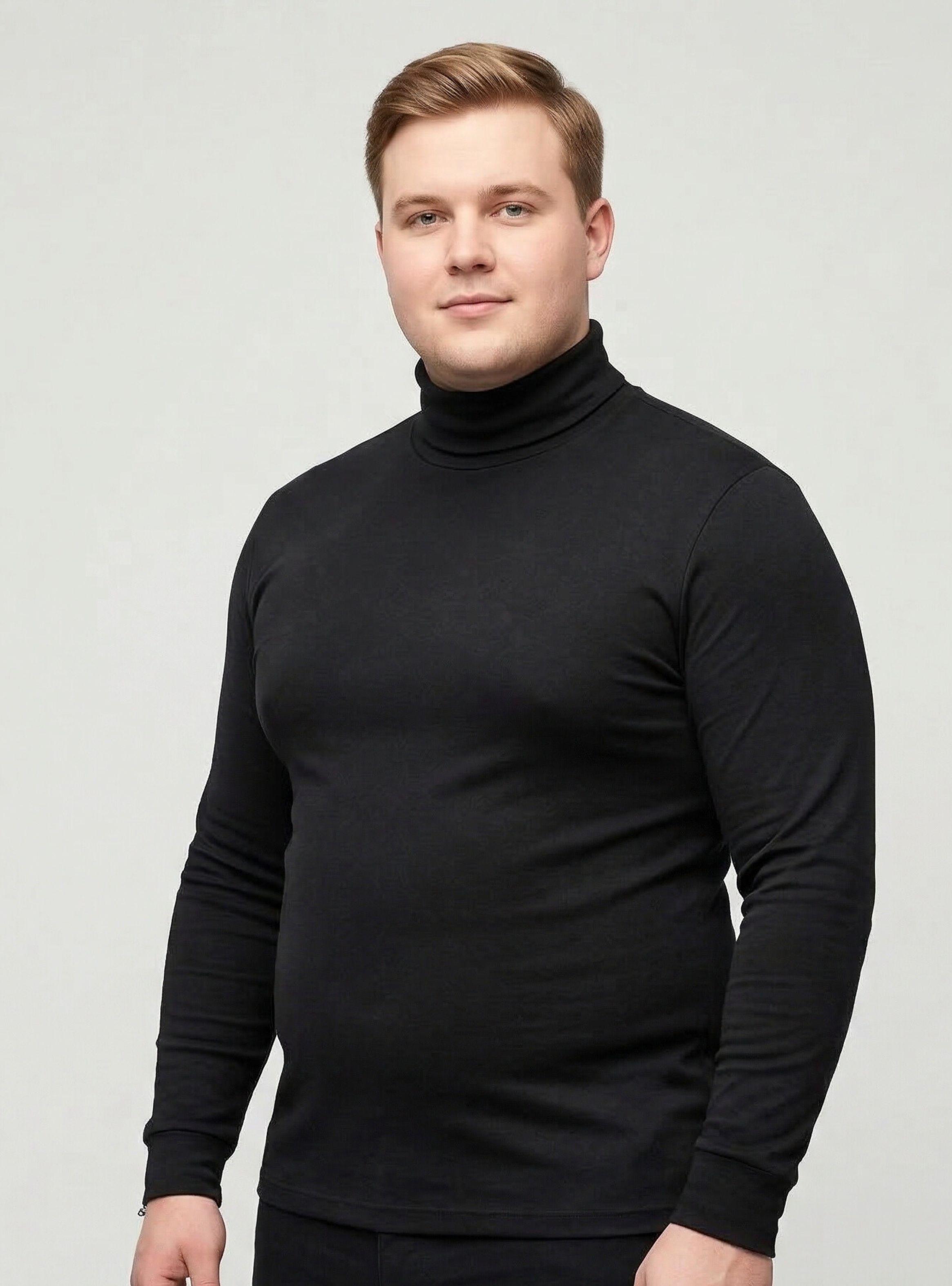 Camiseta Polera Polar Primera Capa Cuello Beatle Manga Larga Color Negro Hombre-0