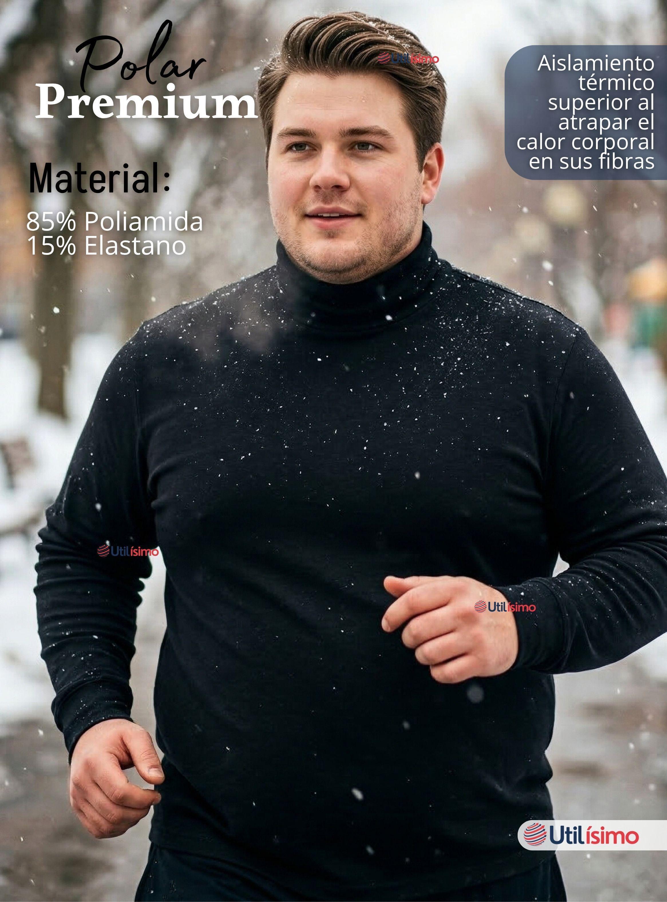 Camiseta Polera Polar Primera Capa Cuello Beatle Manga Larga Color Negro Hombre-5