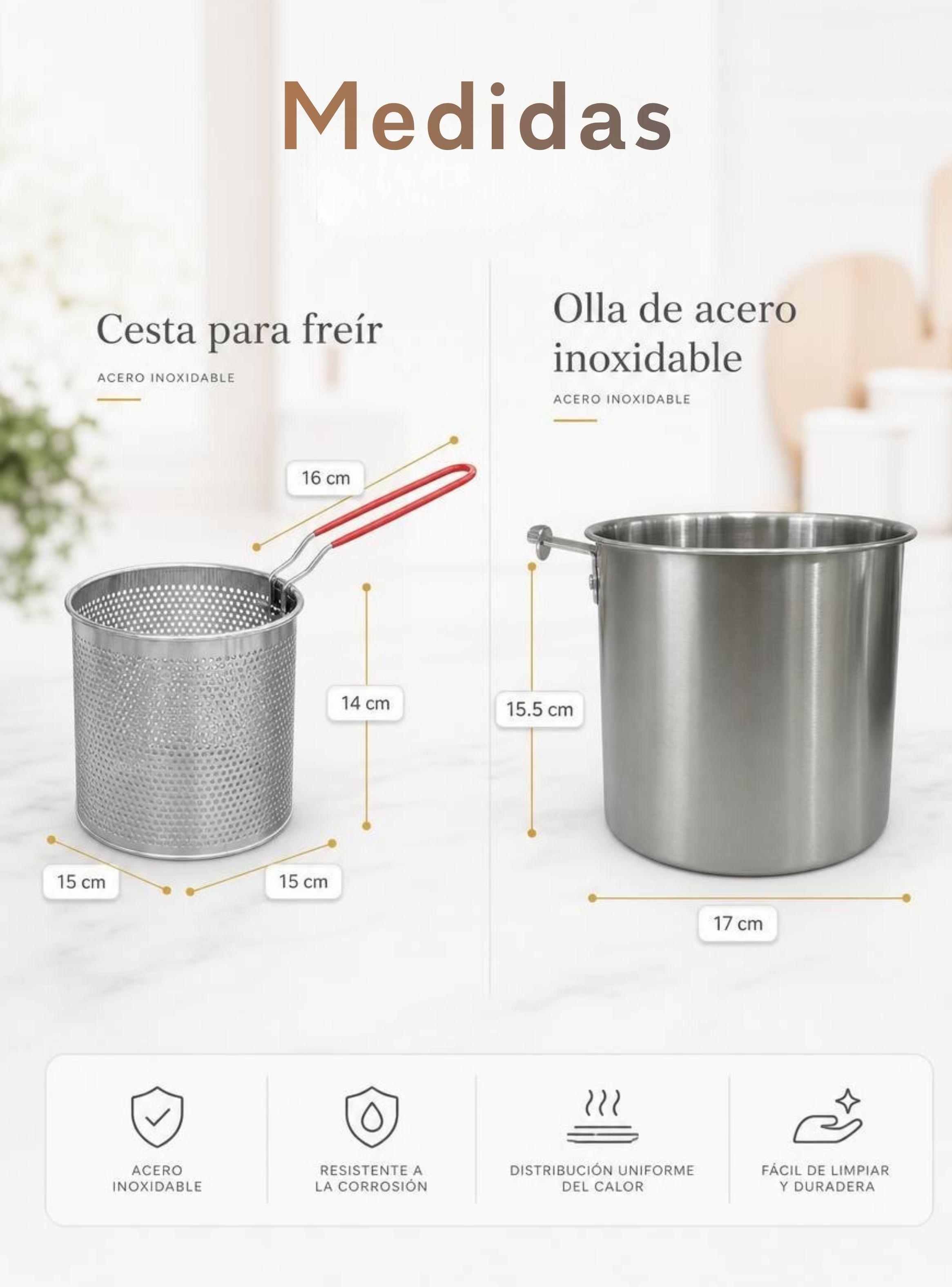 Olla Freidora Multiusos 3 en 1 Capacidad 3.5L Acero Inoxidable-2
