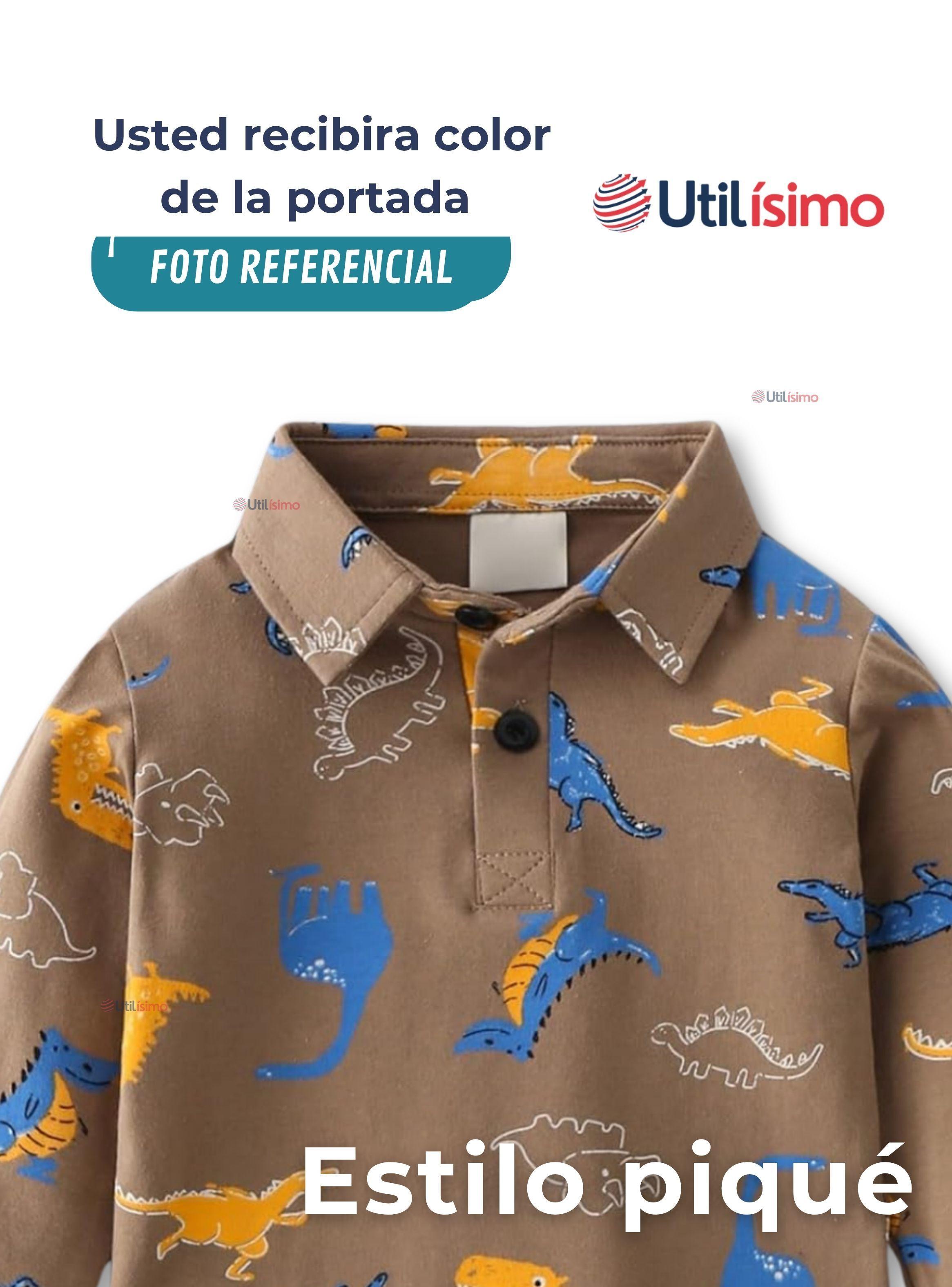 Polera Piqué Manga Larga Niño Estampado Dinosaurios Marrón-3