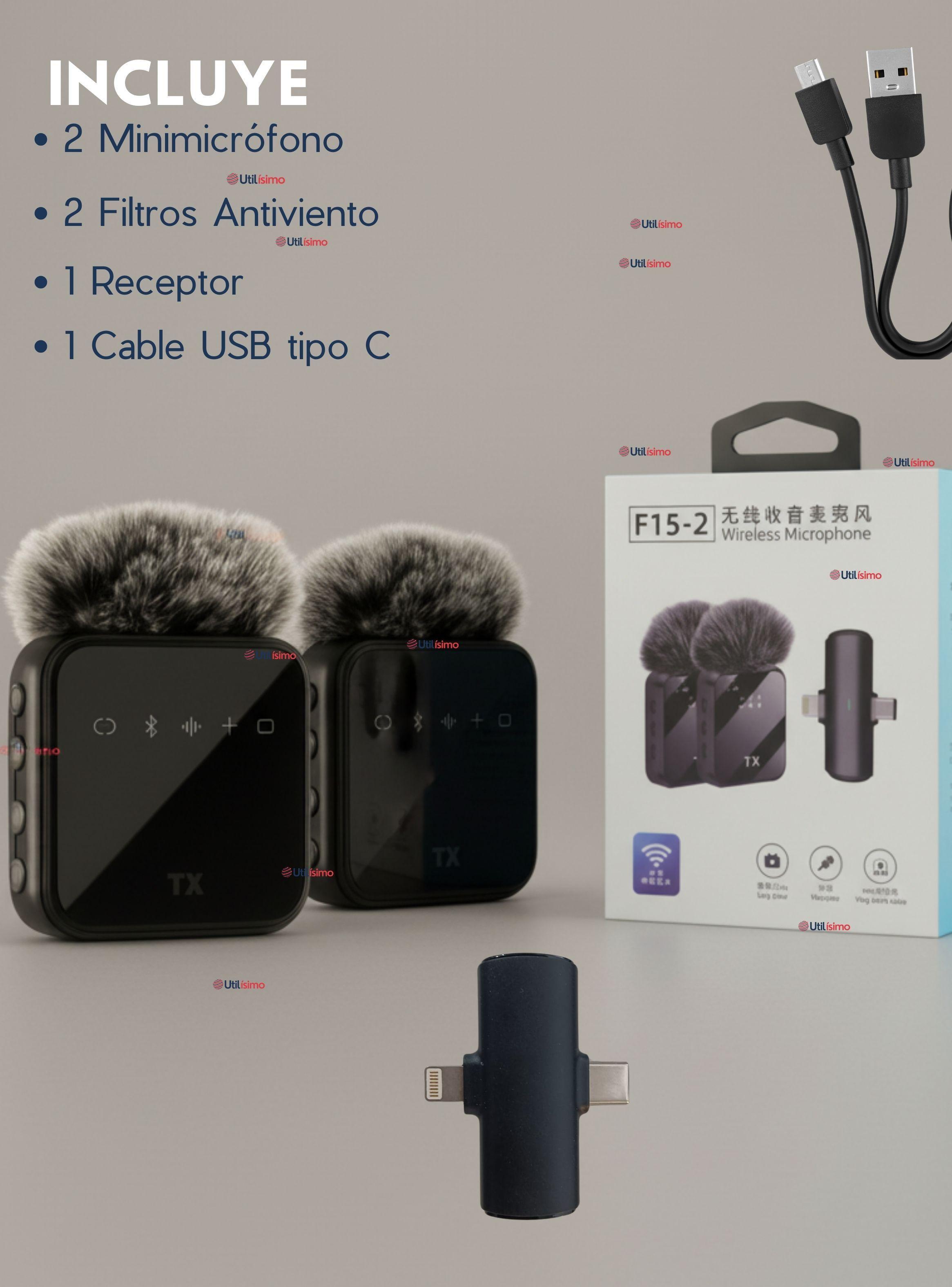 Pack 2 Micrófonos Inalámbrico 3 En 1 Para Celular iPhone Android Profesional Lavalier-2