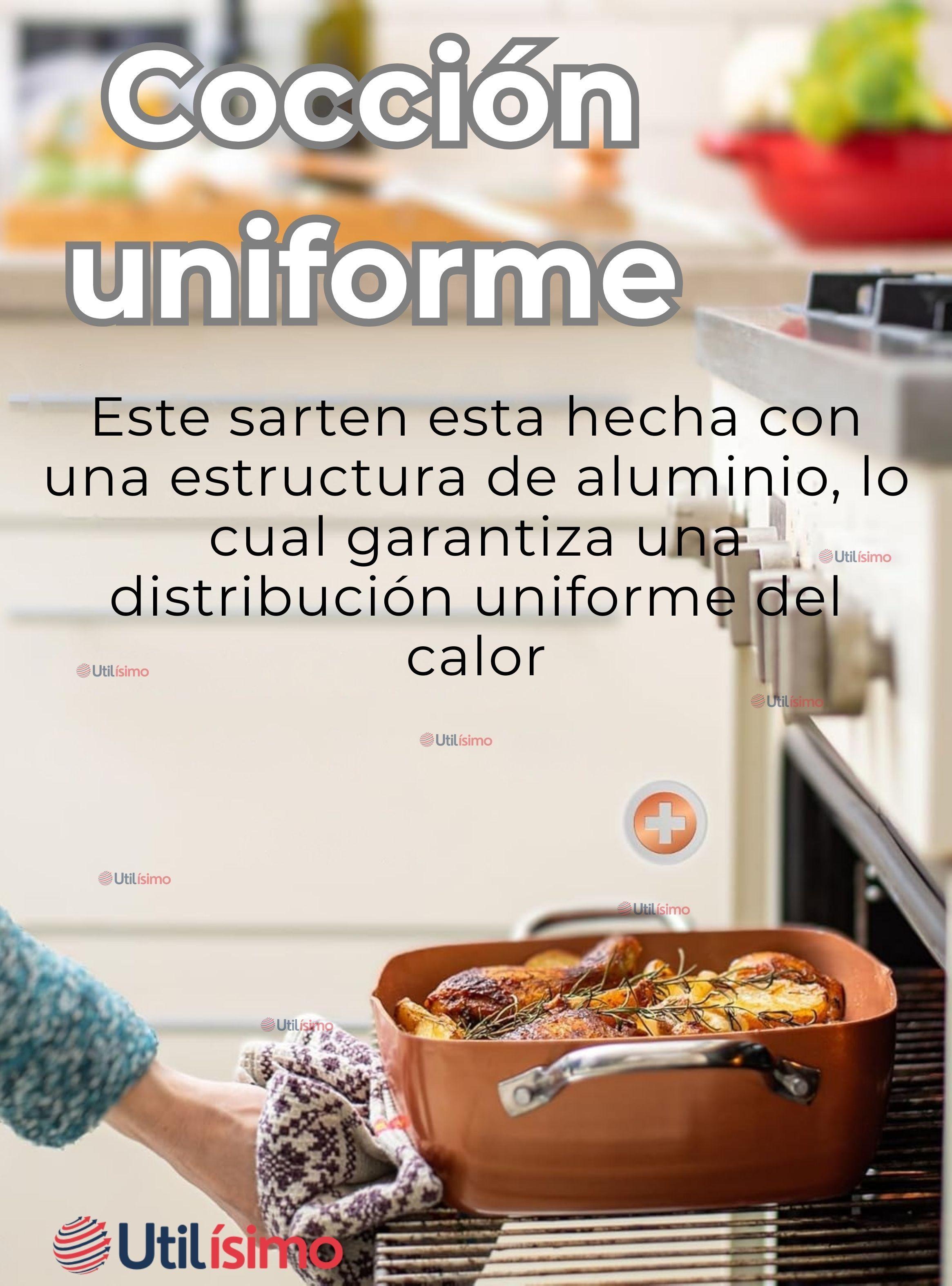 Sartén Antiadherente De Cobre Multiuso 3 en 1 Cesta Para Freír Y Vaporera-4