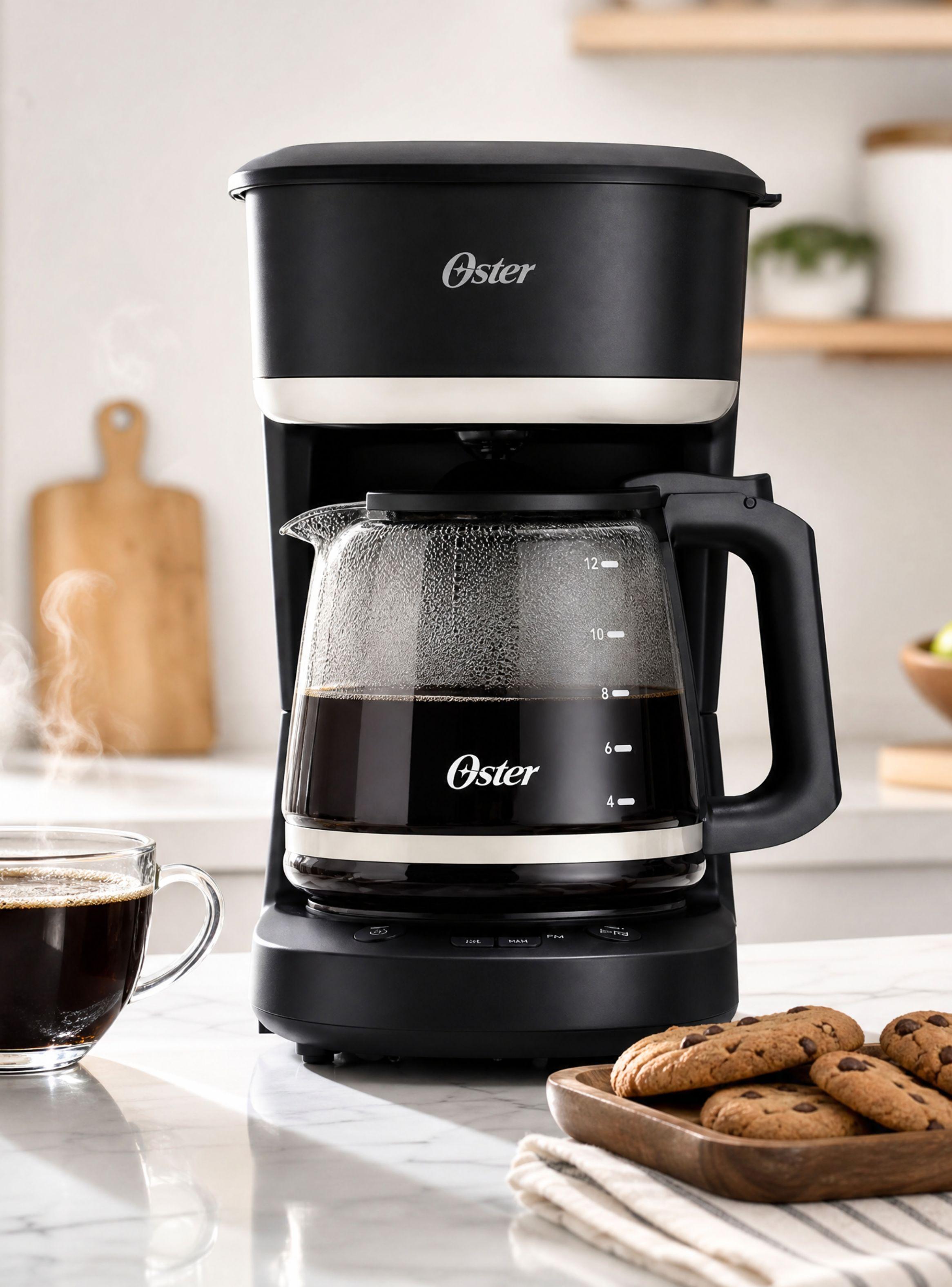 Cafetera de goteo Oster® de 12 tazas, programable con filtro reutilizable, BVSTDCP121B-1