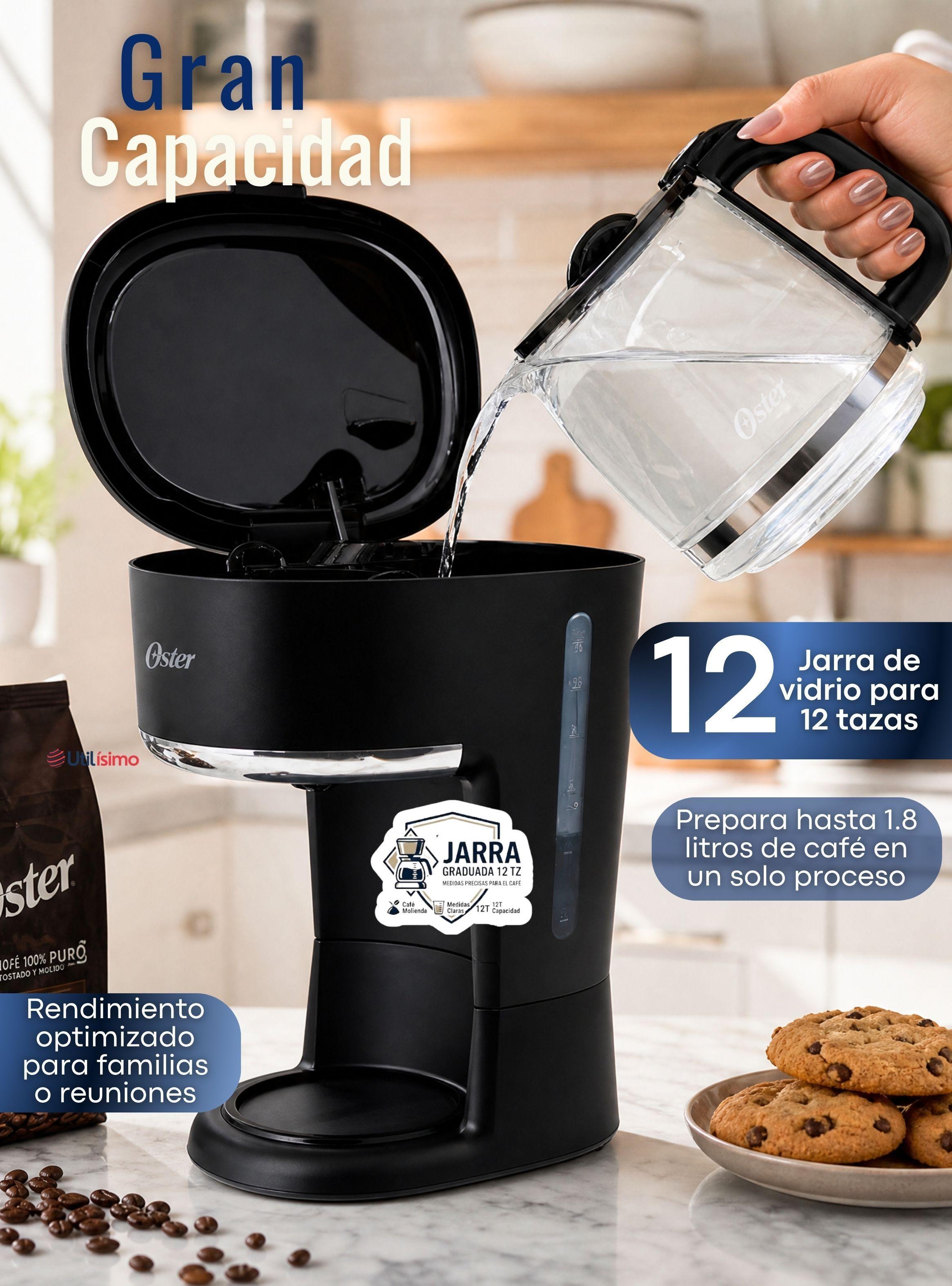 Cafetera de goteo Oster® de 12 tazas, programable con filtro reutilizable, BVSTDCP121B-5