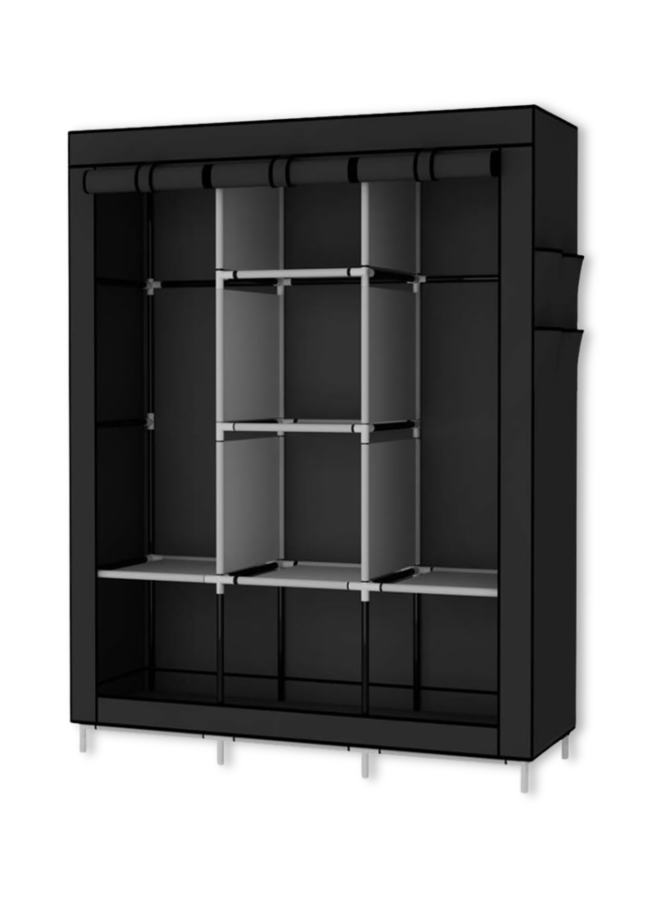 Práctico Armario Closet Ropero Portátil De Tela Color Black-0