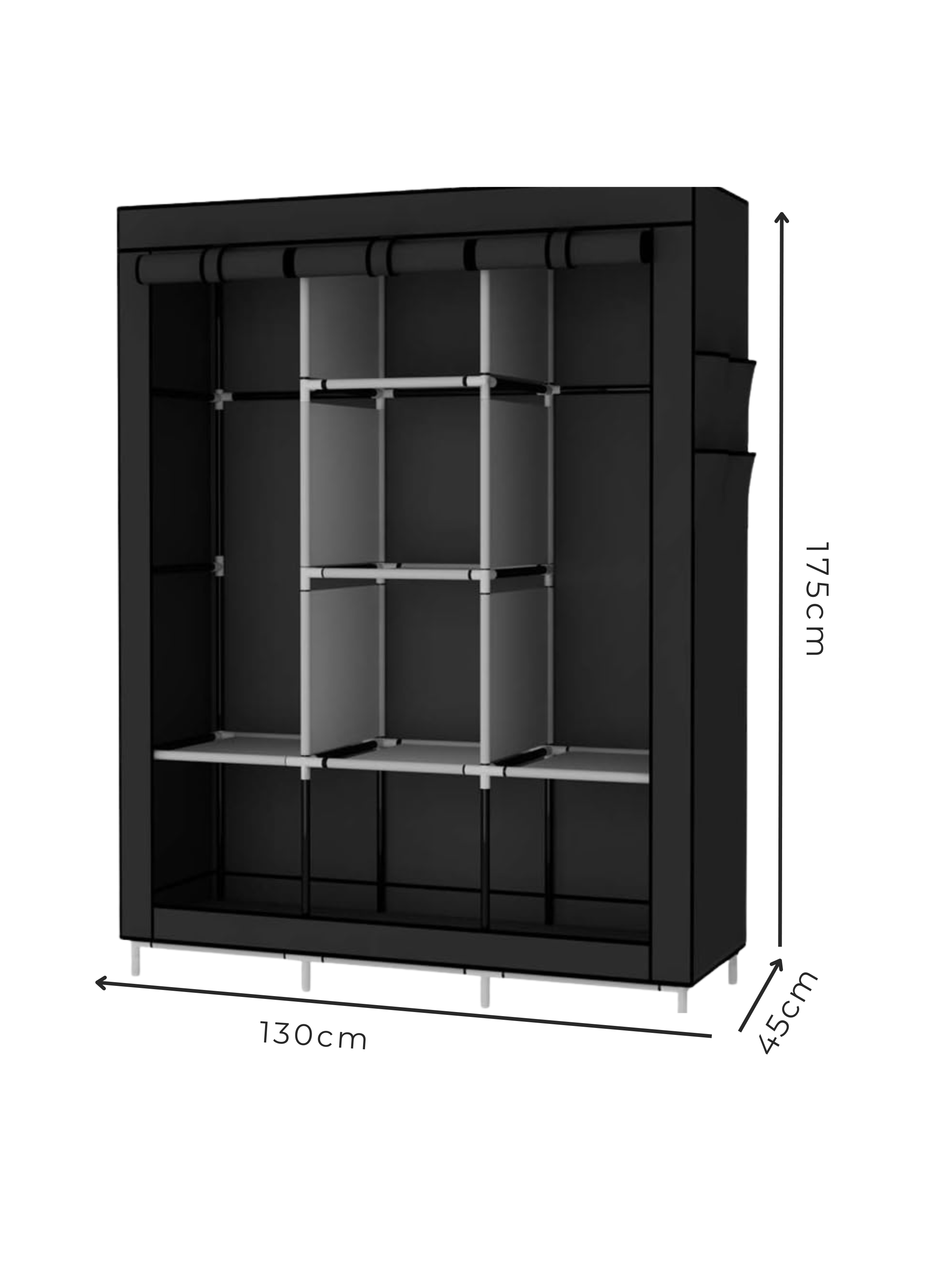 Práctico Armario Closet Ropero Portátil De Tela Color Black-2