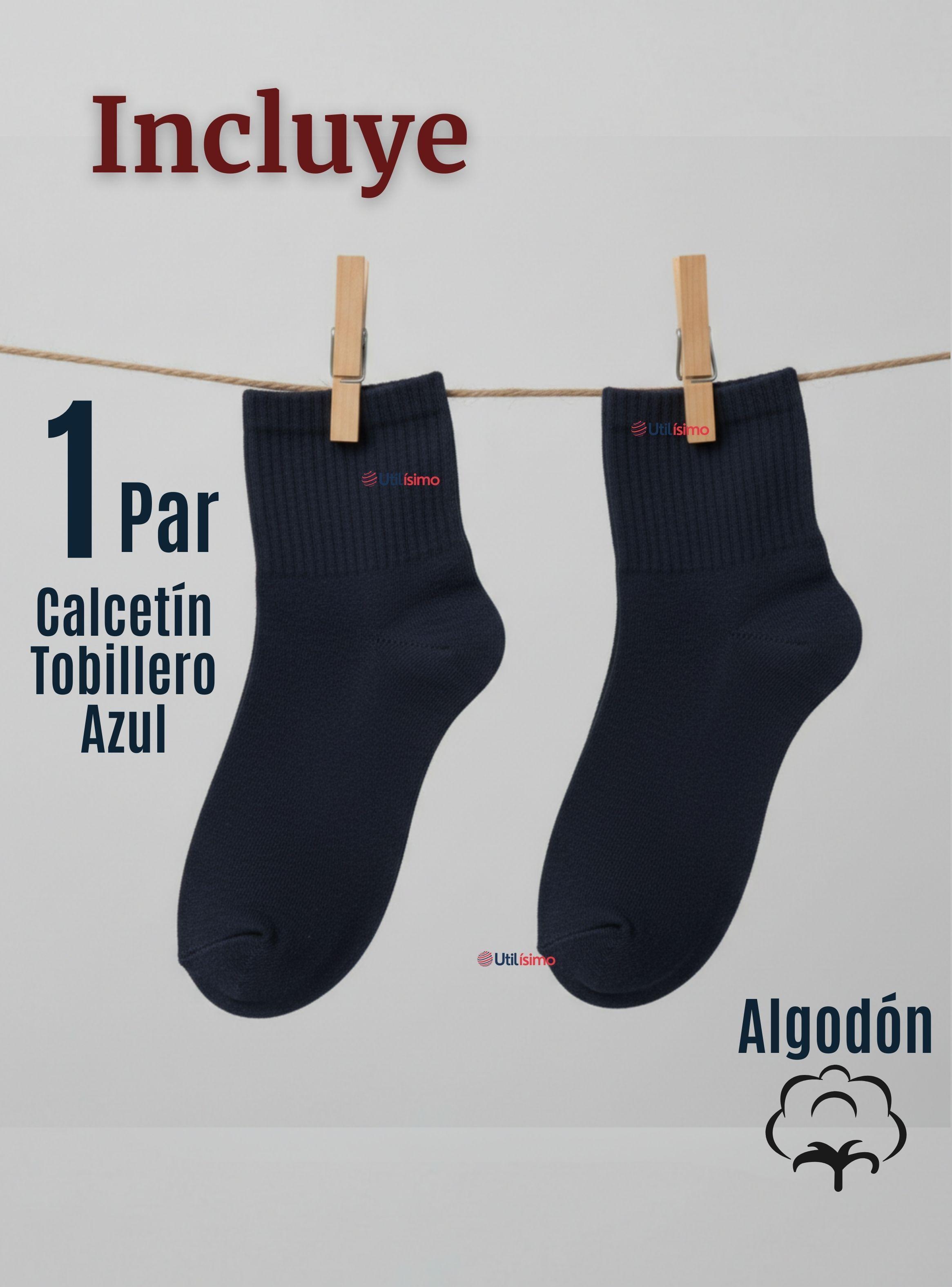 Calcetín Tobillera Corto Algodón Color Azul para Niña y Niño-1