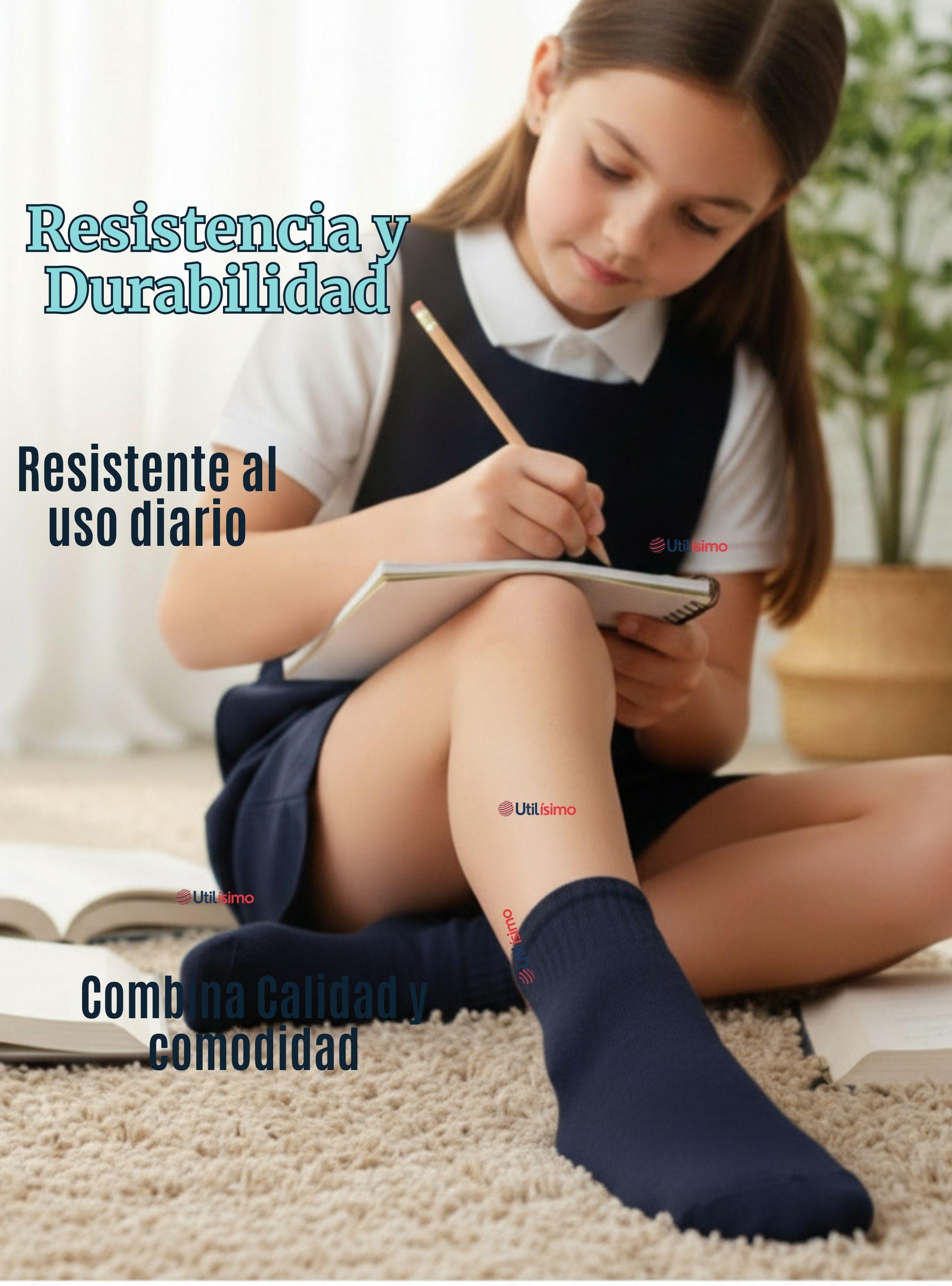 Calcetín Tobillera Corto Algodón Color Azul para Niña y Niño-6