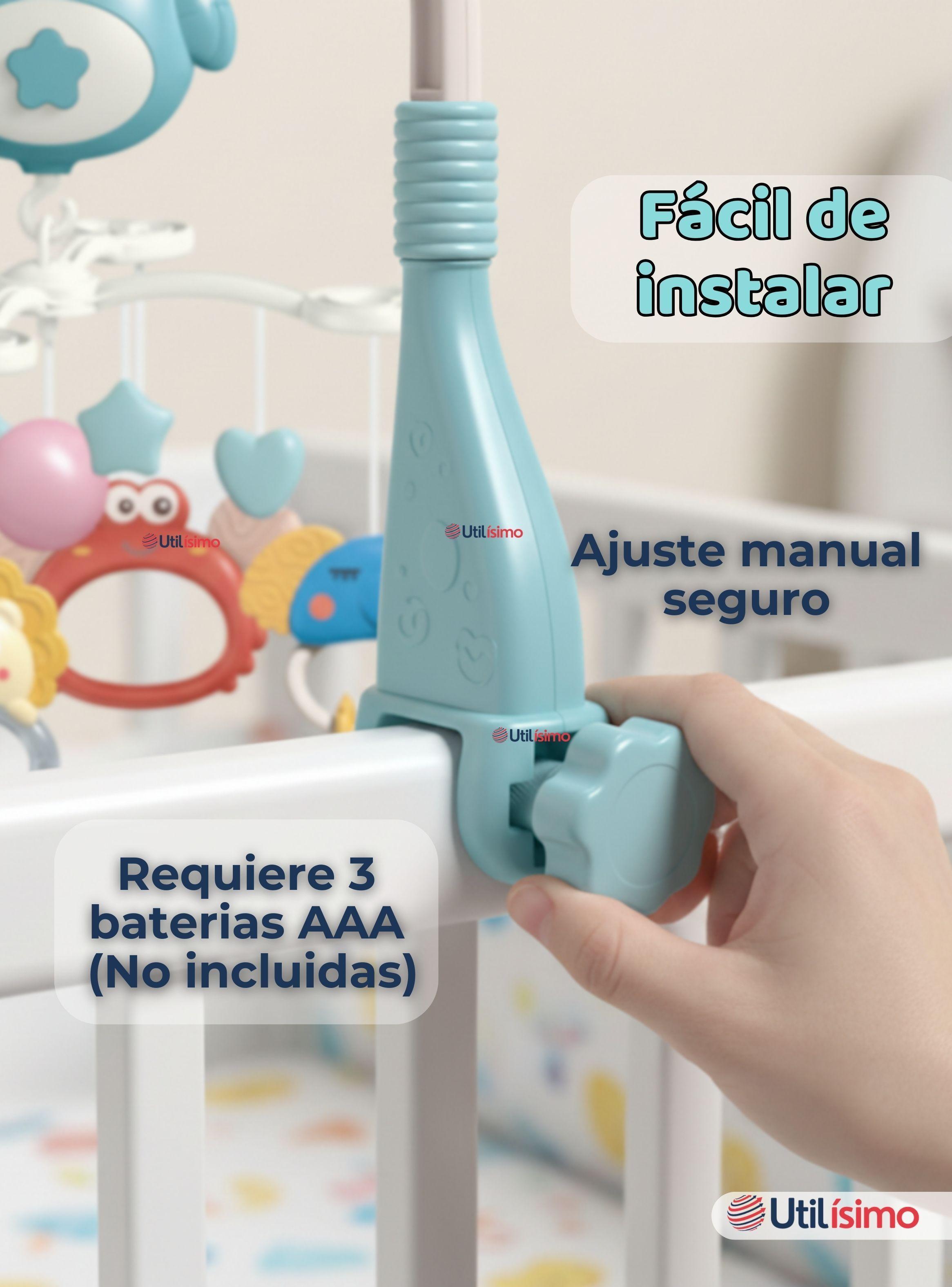 Móvil Giratorio Musical Proyector Bebé Niño Color Azul-4