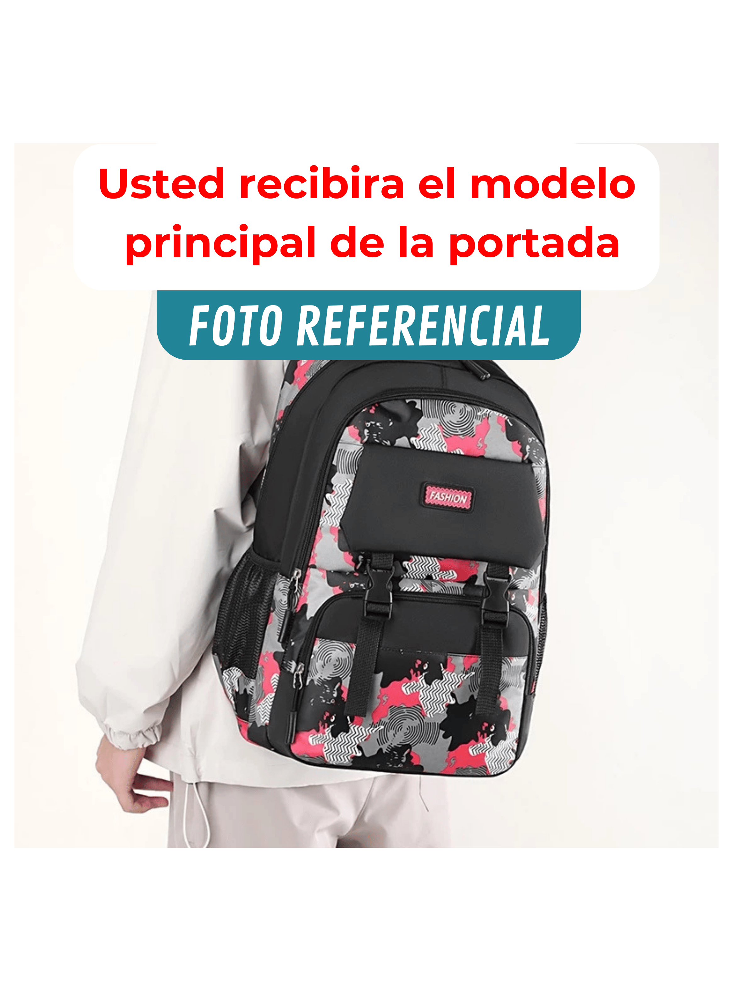 Mochila Escolar Juvenil Universitaria 47cm Pink Black-2