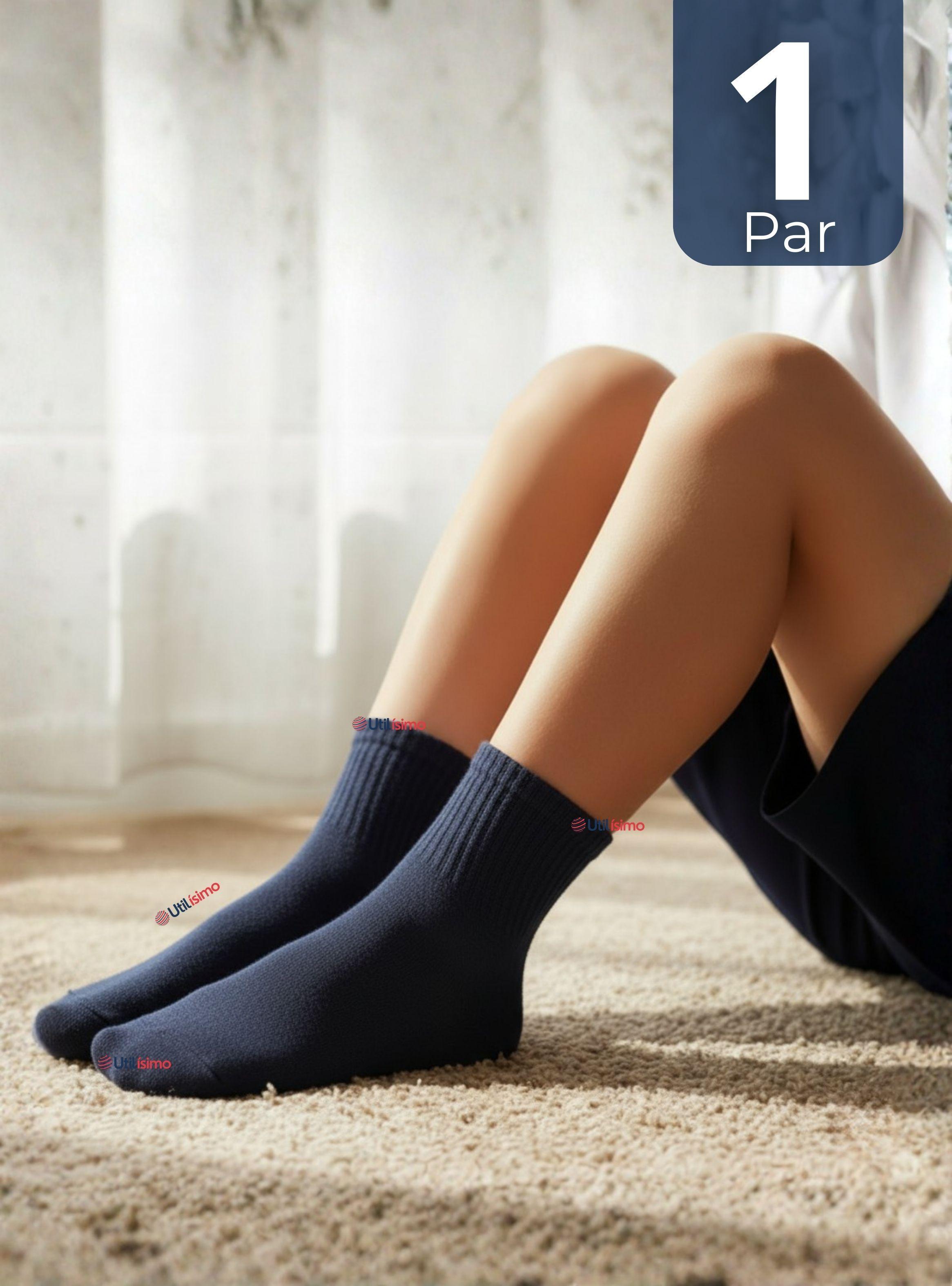 Calcetín Tobillera Corto Algodón Color Azul Niña y Niño-0