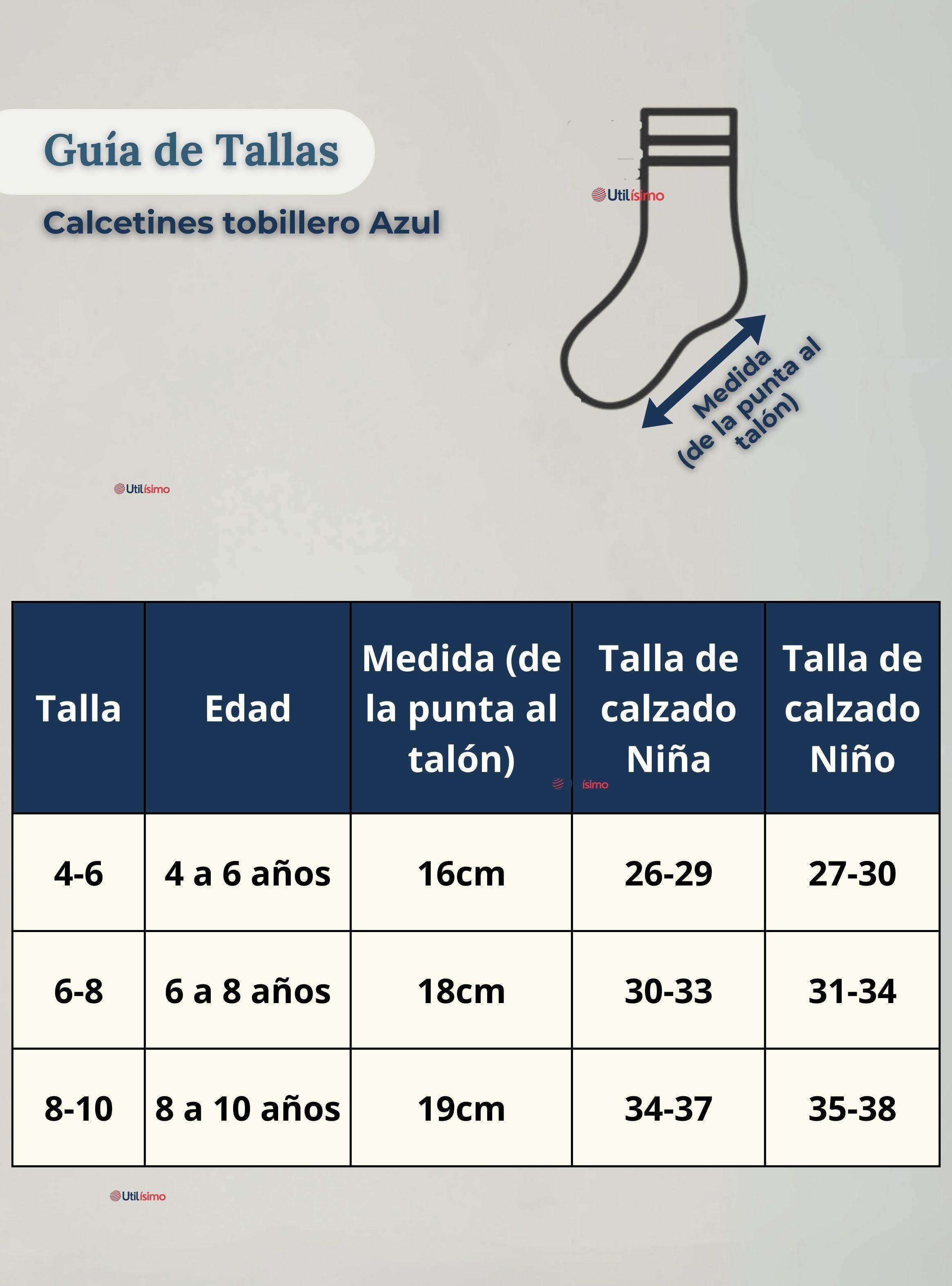 Calcetín Tobillera Corto Algodón Color Azul Niña y Niño-3