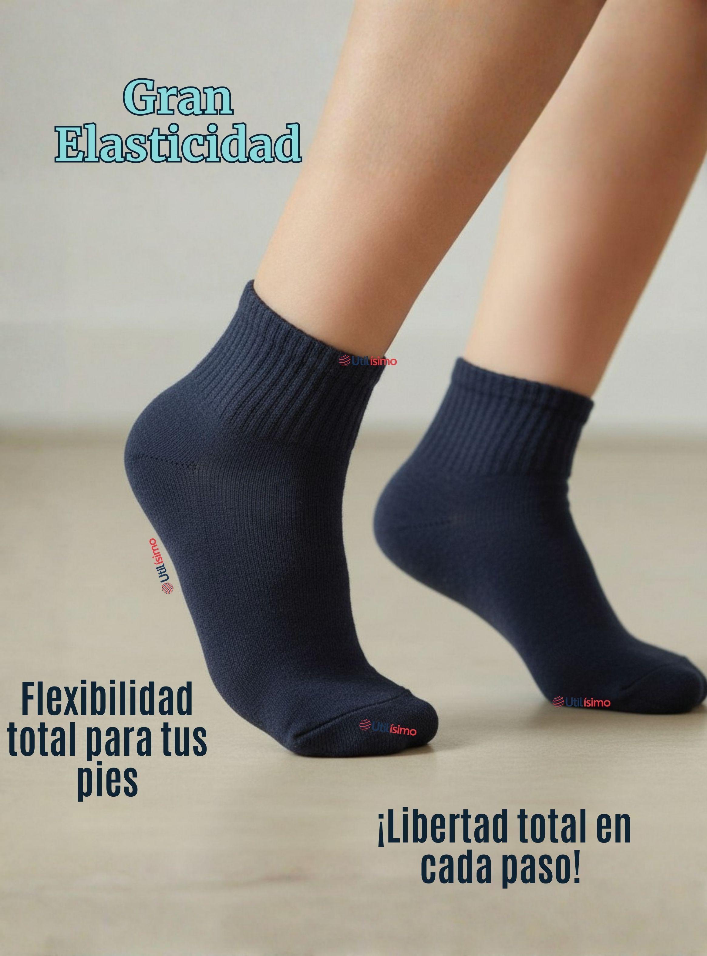 Calcetín Tobillera Corto Algodón Color Azul Niña y Niño-4