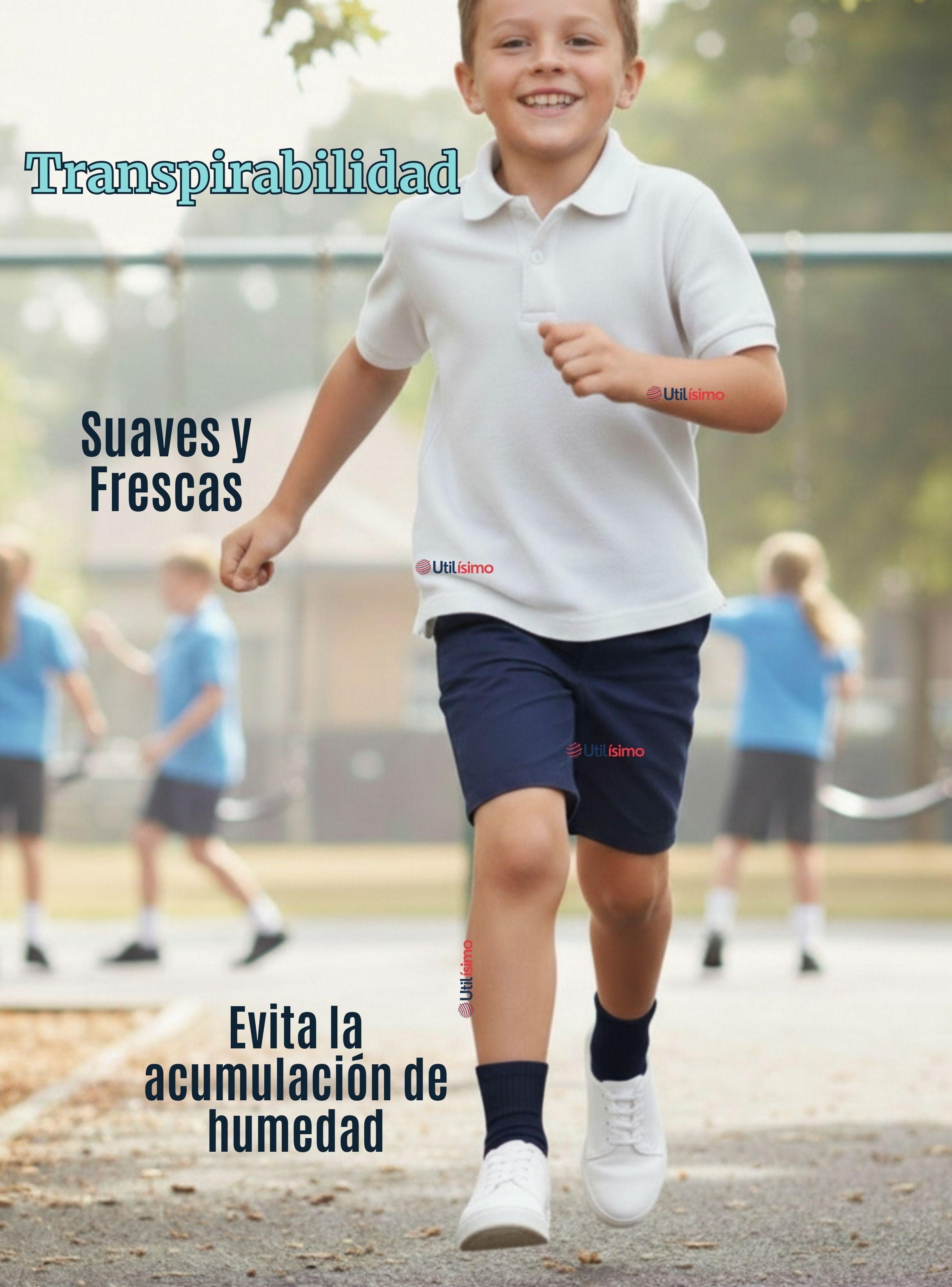 Calcetín Tobillera Corto Algodón Color Azul Niña y Niño-7