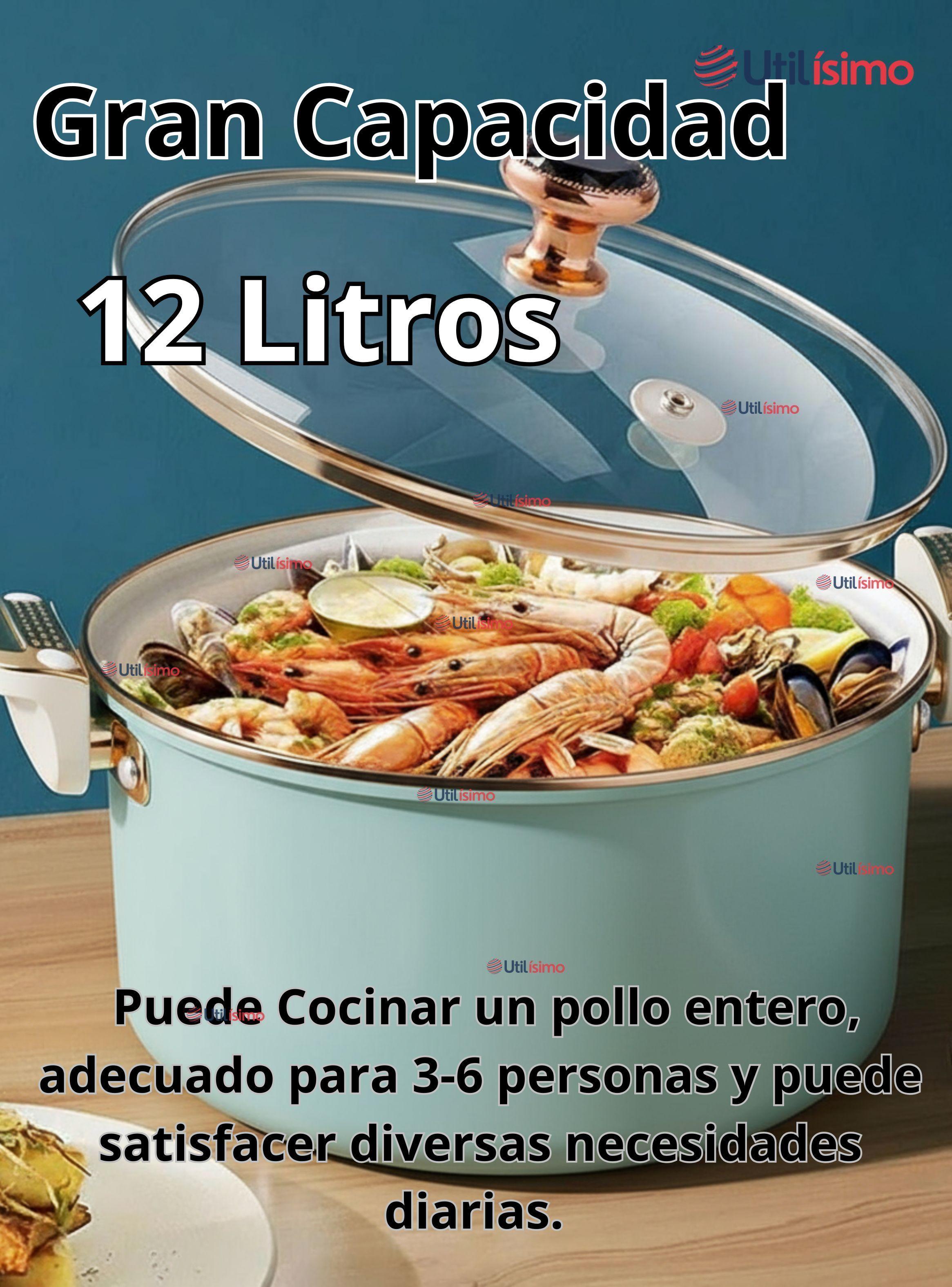 Olla de Micro Presión Antiadherente Capacidad 12 Litros Color Azul Claro-5