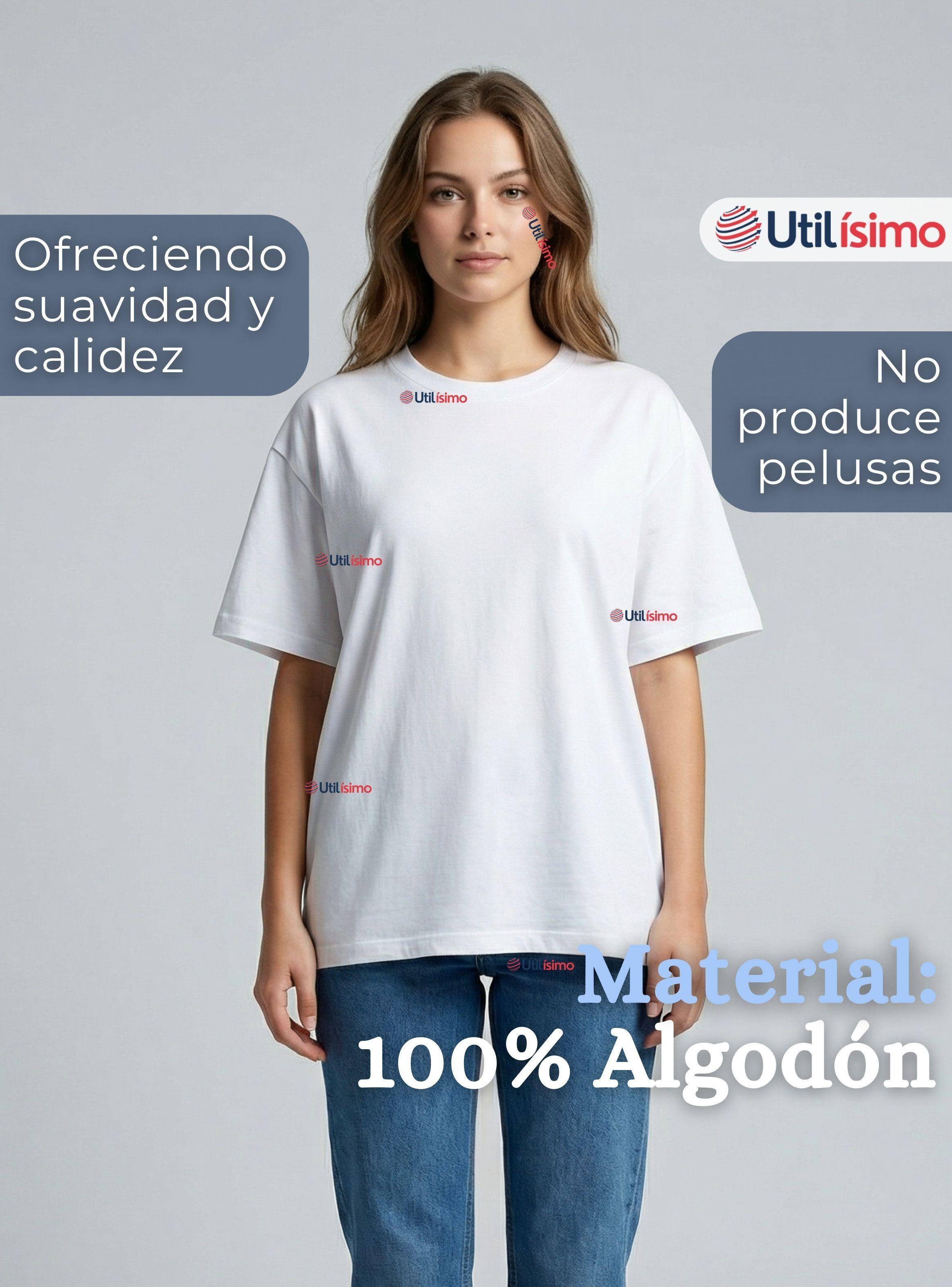 Pack 6 Camisetas Poleras 100% Algodón Básica Lisa Elástica Mujer Blanco-7