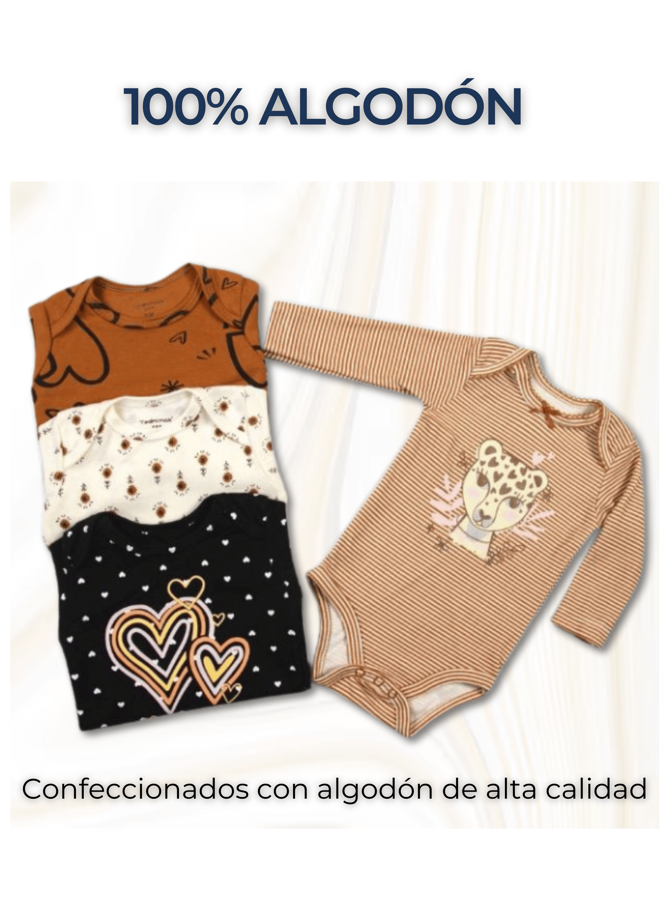 Pack 4 Bodys Bebé Niña Manga Larga Tedmimak 100% Algodón Hearts-1