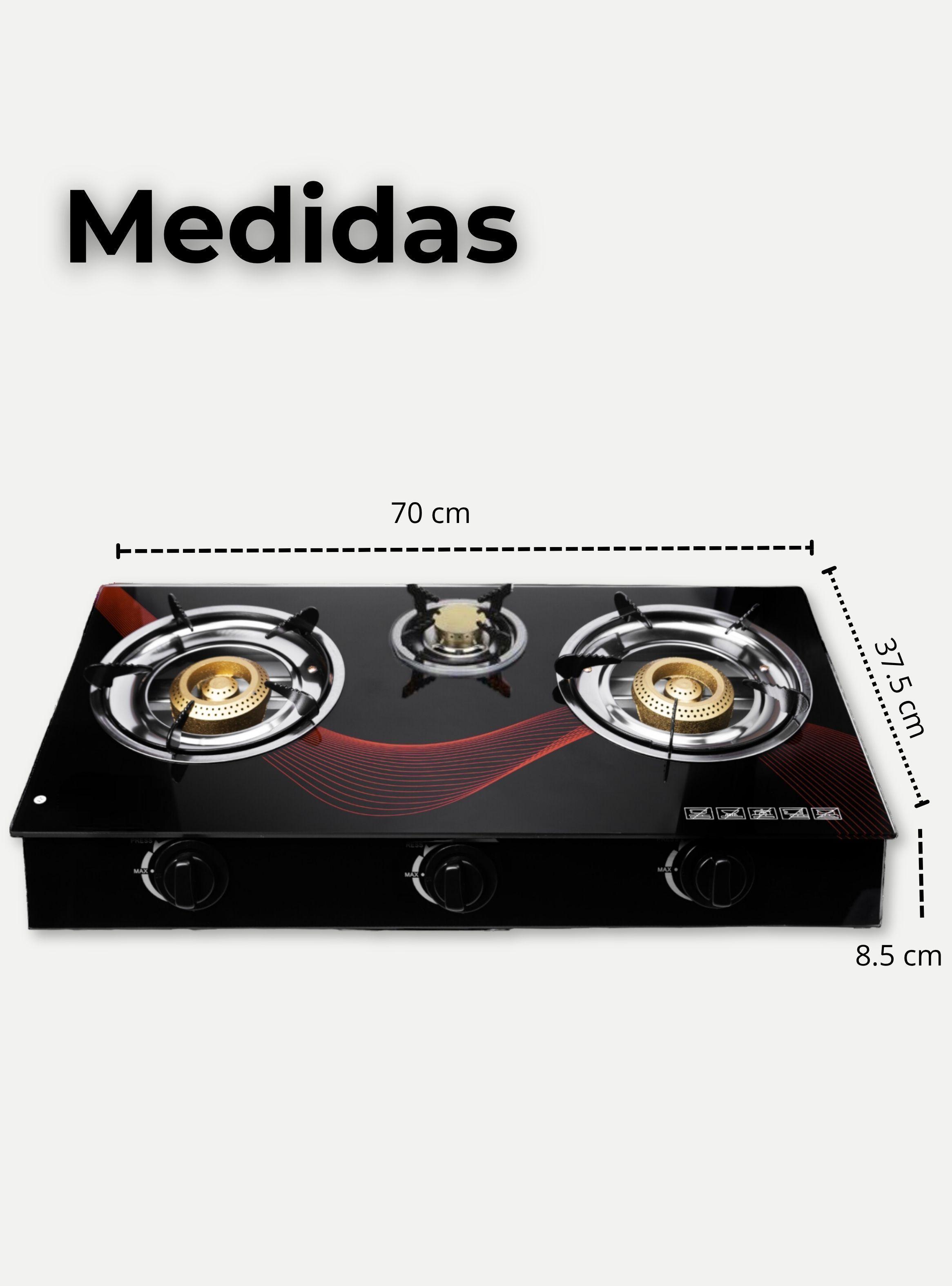 Cocina Encimera Vidrio a Gas Licuado 3 Platos -2