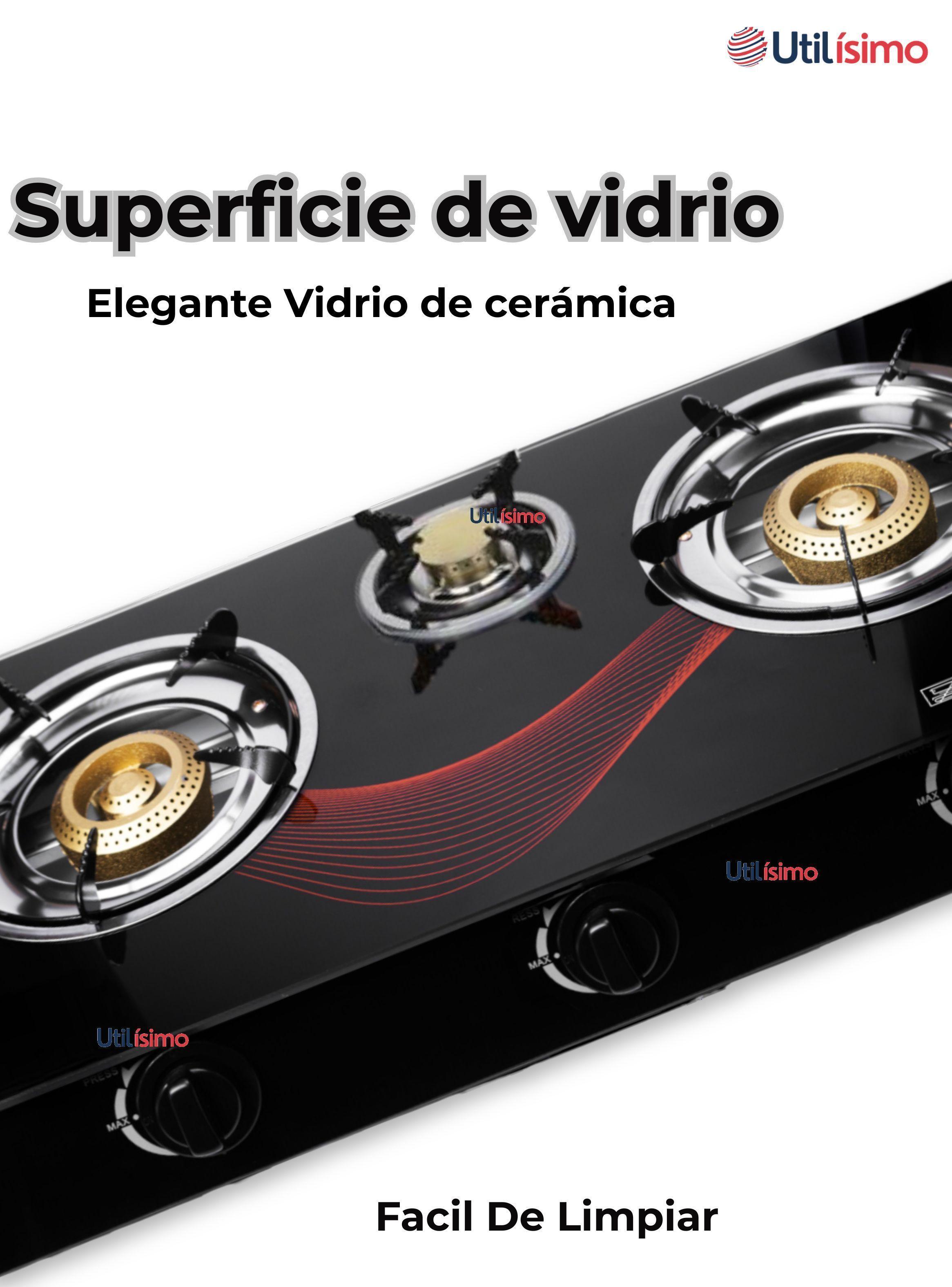 Cocina Encimera Vidrio a Gas Licuado 3 Platos -4
