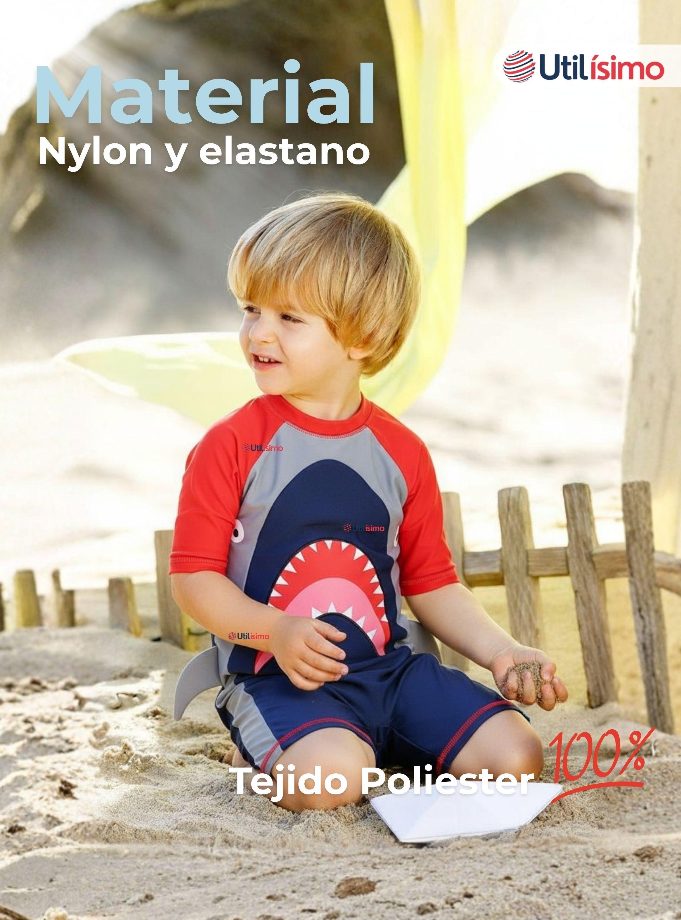 Traje de baño Enterito Con Cremallera para Niños 2 a 6 años Red Shark-2