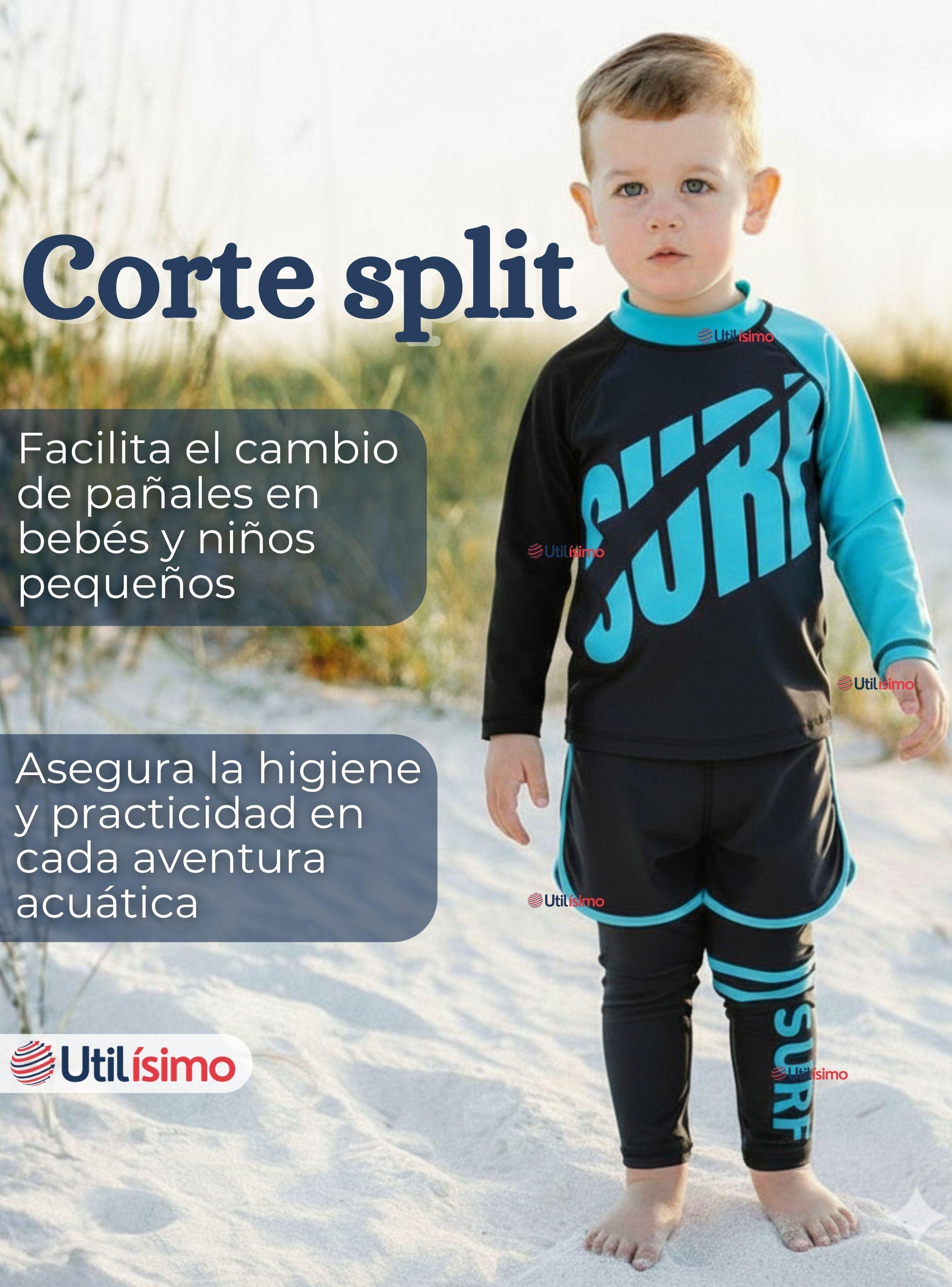Traje de Baño Manga Larga Pantalón Largo Pantalón Corto 3 Piezas Corte Split Niño 3 a 11 años Black -6
