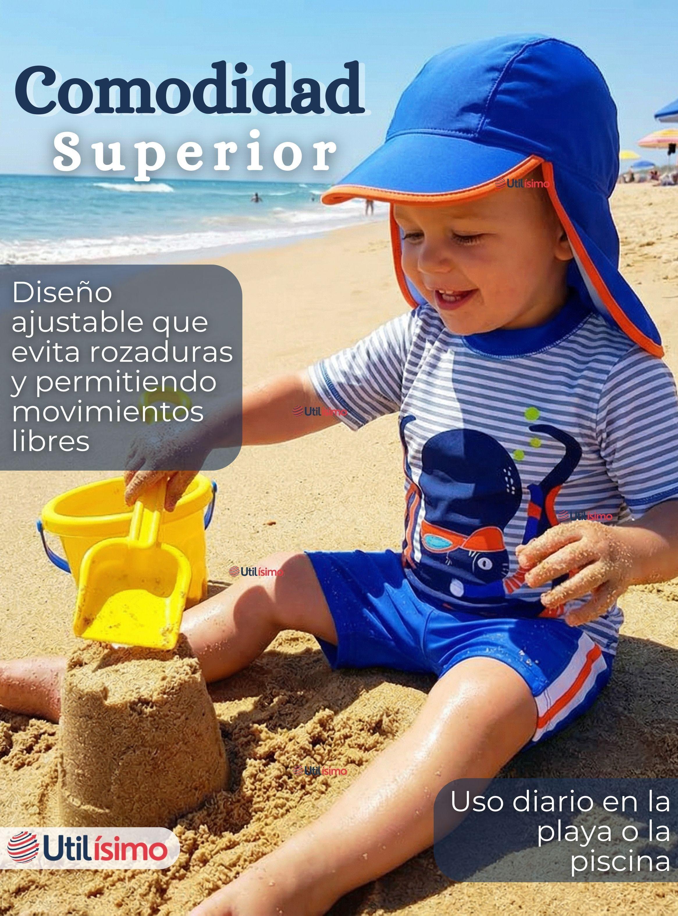 Traje de Baño Con Gorro Pantalón Corto Manga Corta 3 Piezas Niño 1 a 5 años Blue Octopus-6