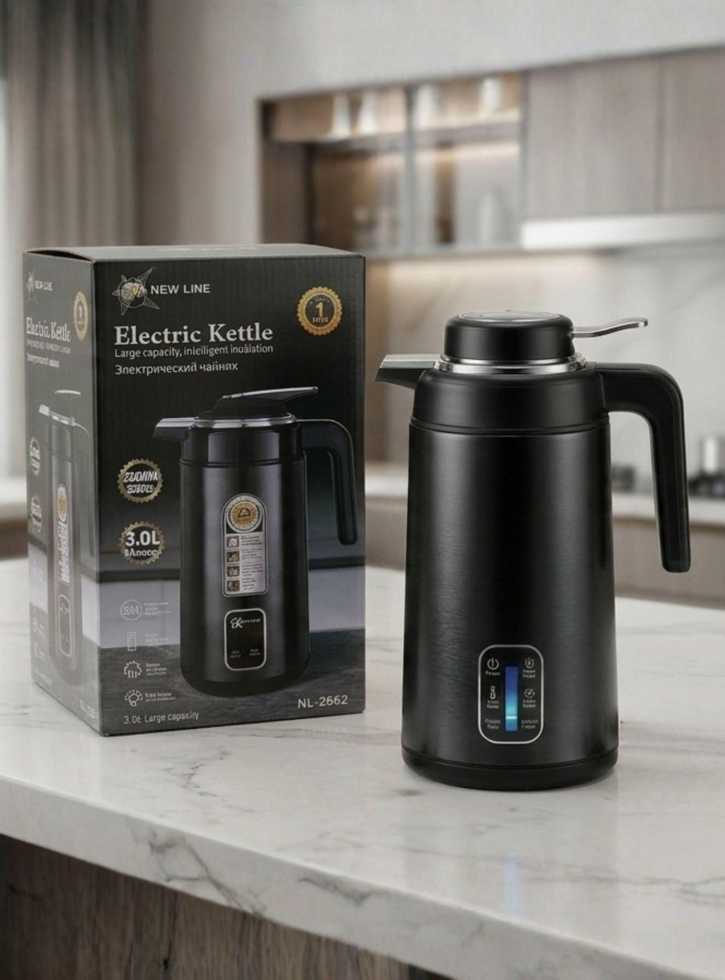 Termo Hervidor Eléctrico Acero Inoxidable 3.0 Litros Negro-0