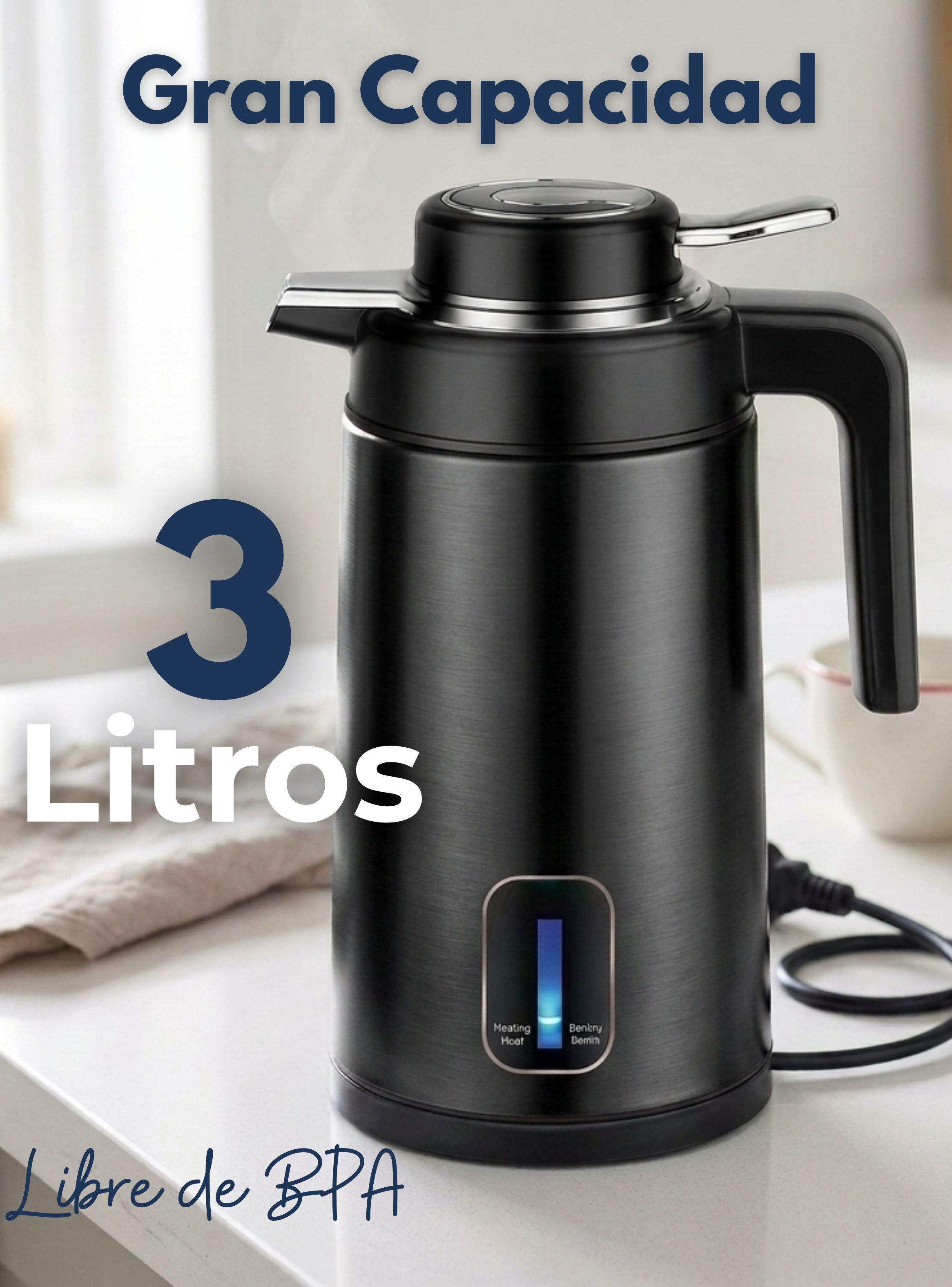 Termo Hervidor Eléctrico Acero Inoxidable 3.0 Litros Negro-3