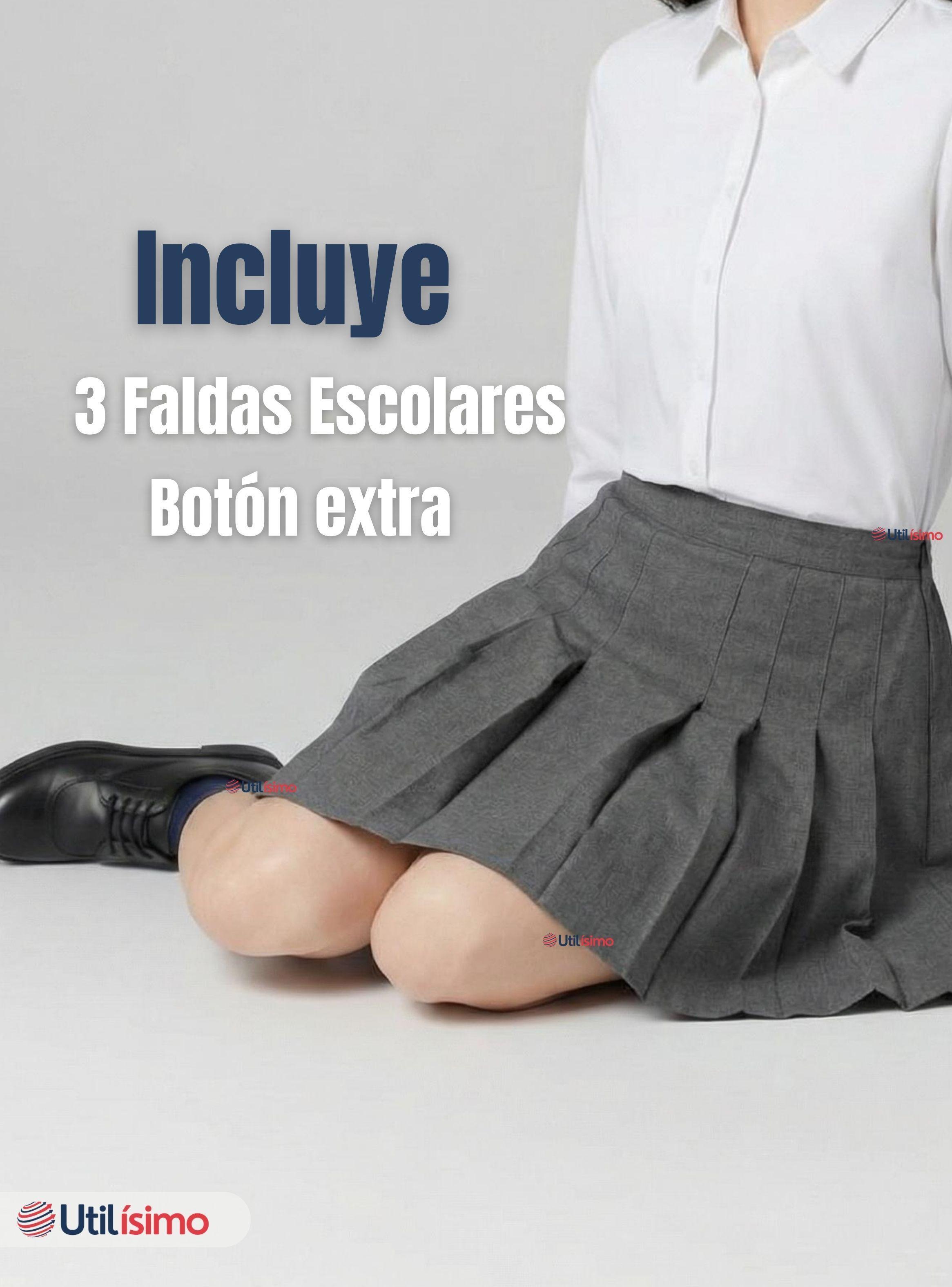 Pack 3 Faldas Escolar Plisada Niña y Juvenil Color Gris-2