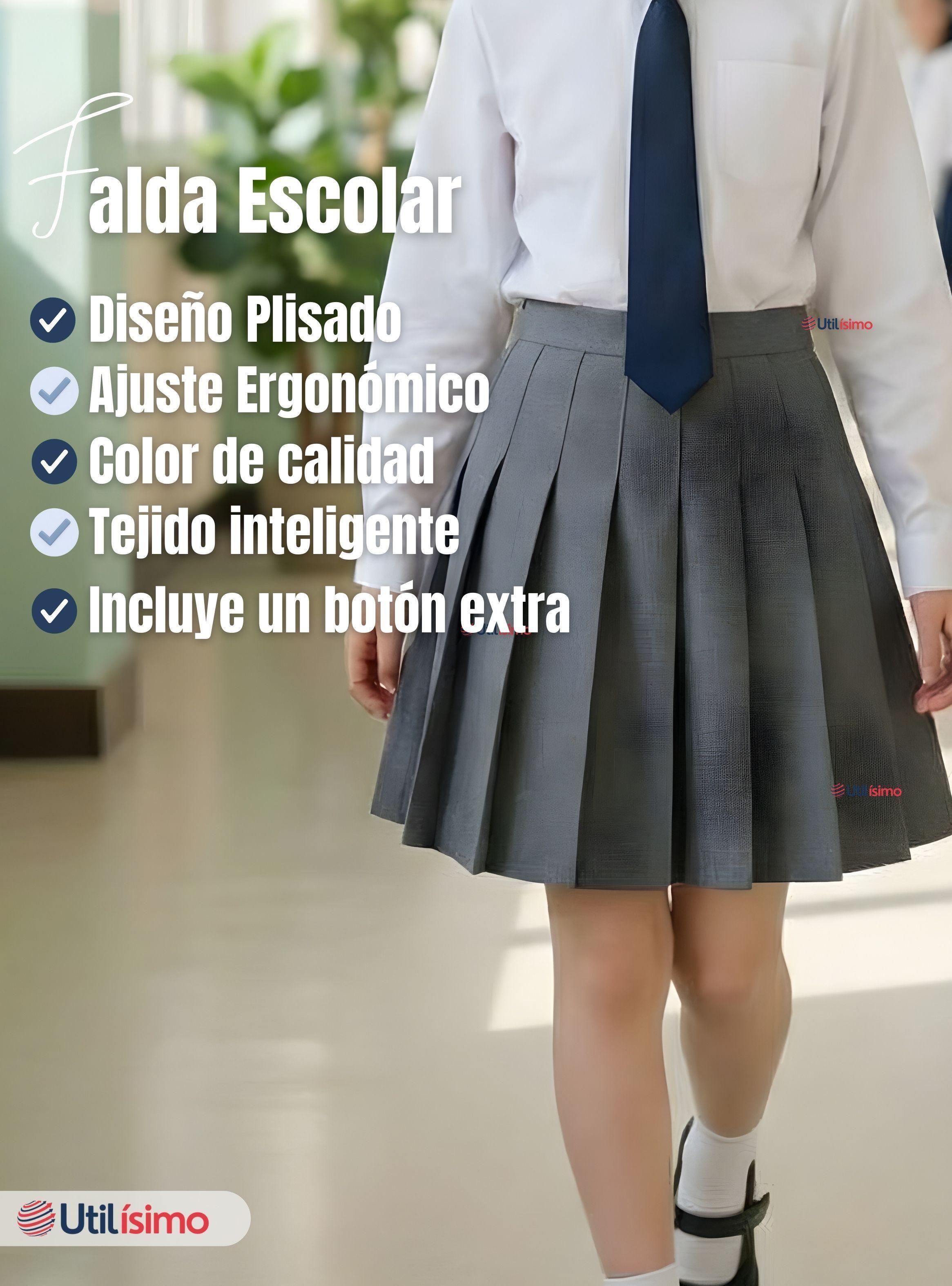 Pack 3 Faldas Escolar Plisada Niña y Juvenil Color Gris-3