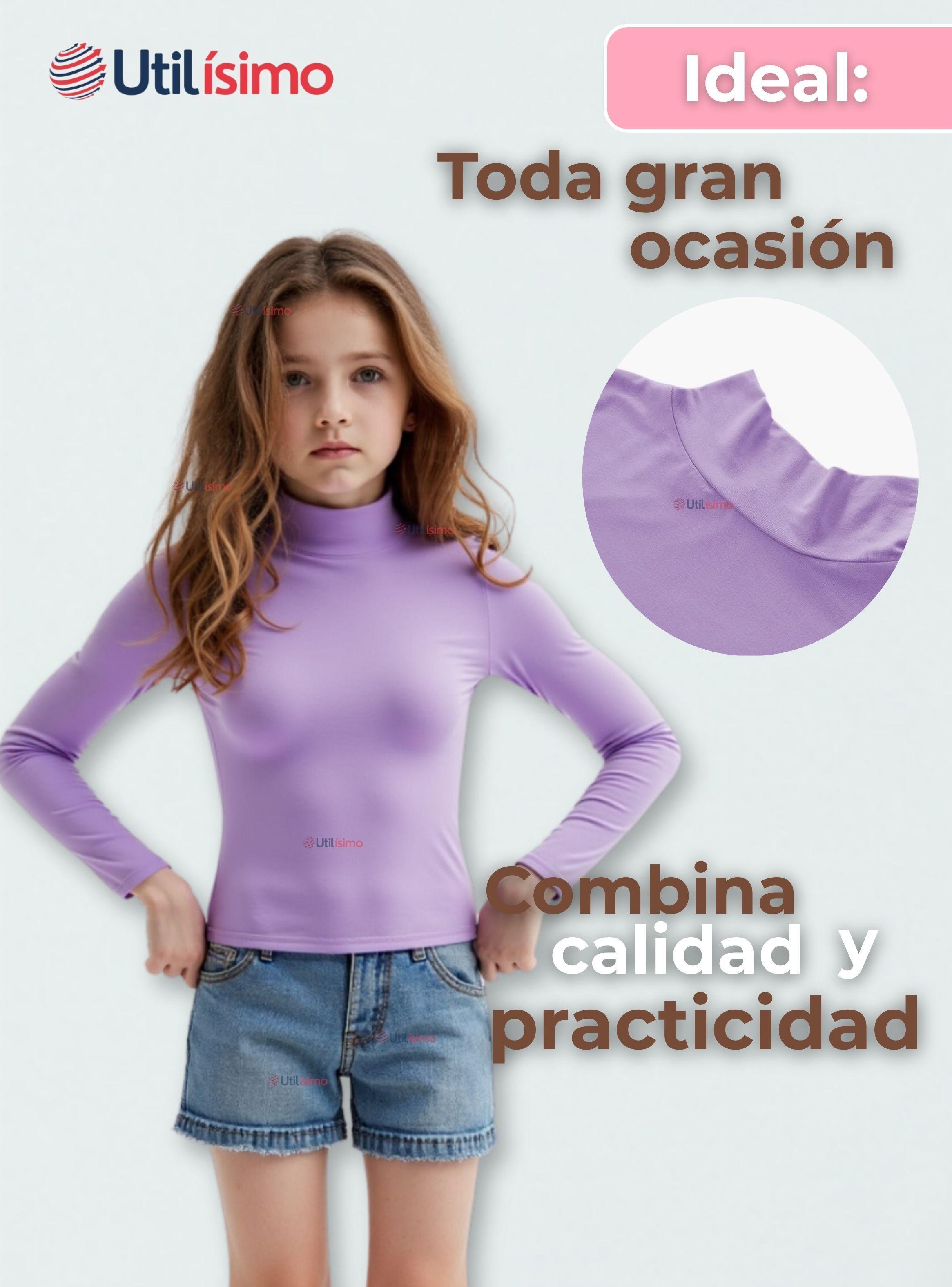 Camiseta Bambú Cuello Beatle Primera Capa Niña Invierno Polera-5
