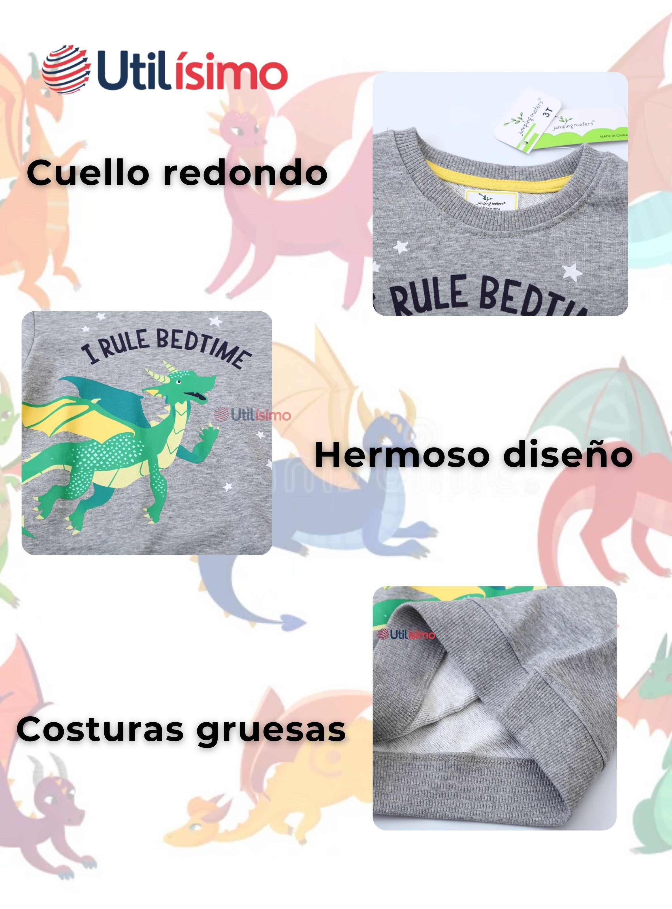 Polerón Algodón Cuello Redondo Niño Gris Dragon-3