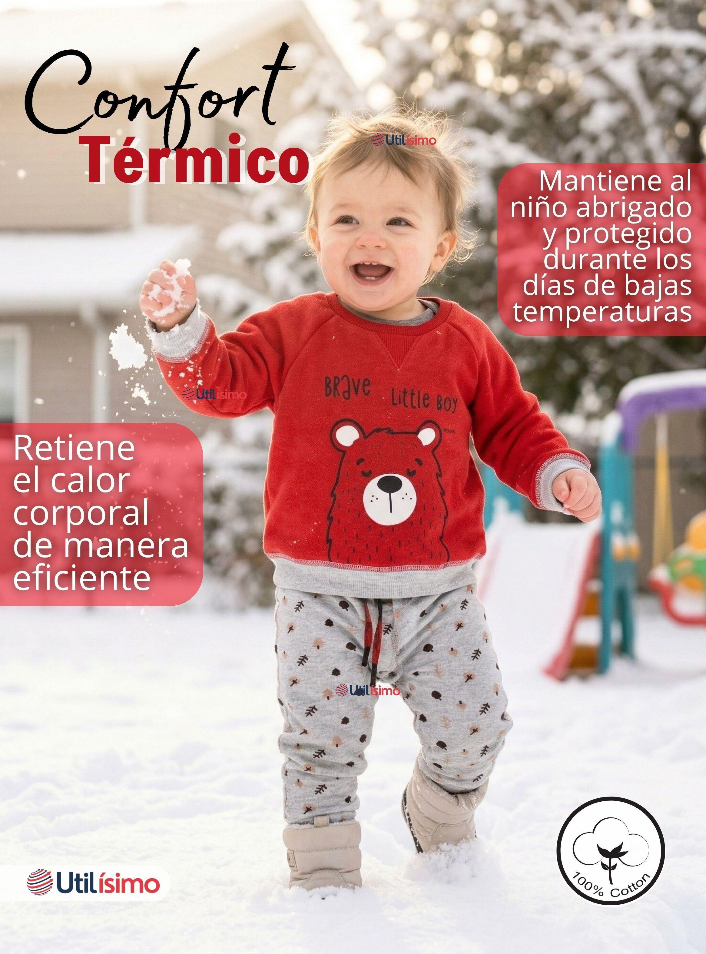 Conjunto 3 Piezas Buzo Pantalón Polerón Body De Algodón Rojo Bebé Niño-6