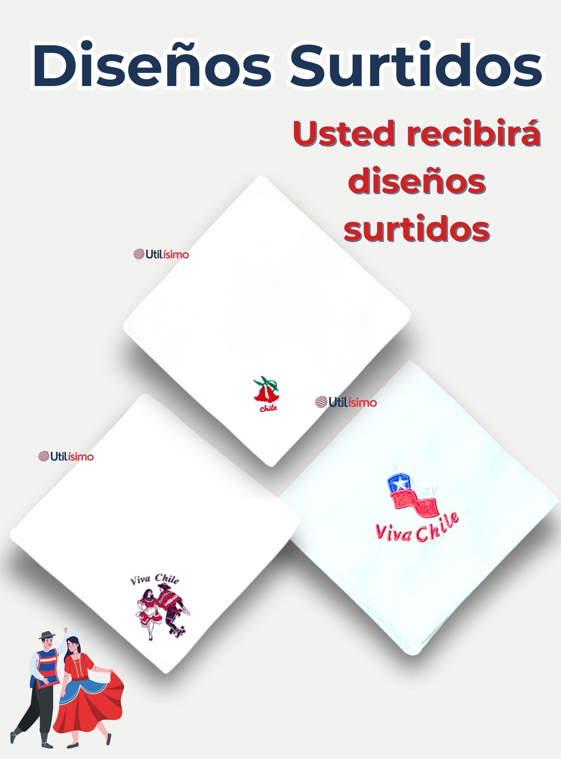 Pack 3 Pañuelo Baile Cueca 45 CM Bordados Fiestas Patrias Surtidos-2