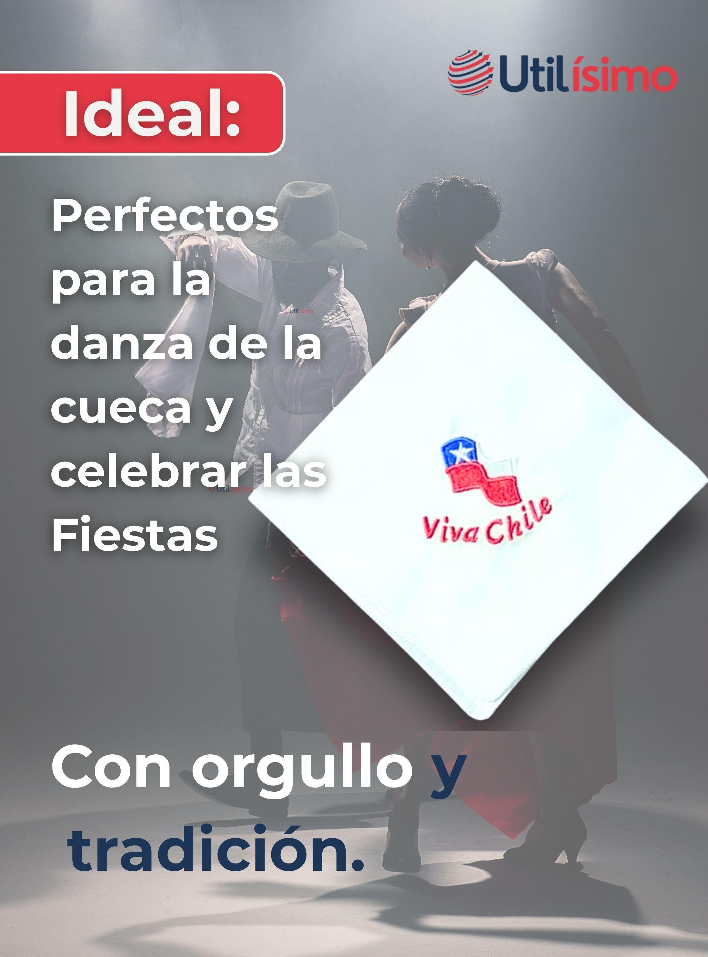 Pack 3 Pañuelo Baile Cueca 45 CM Bordados Fiestas Patrias Surtidos-4