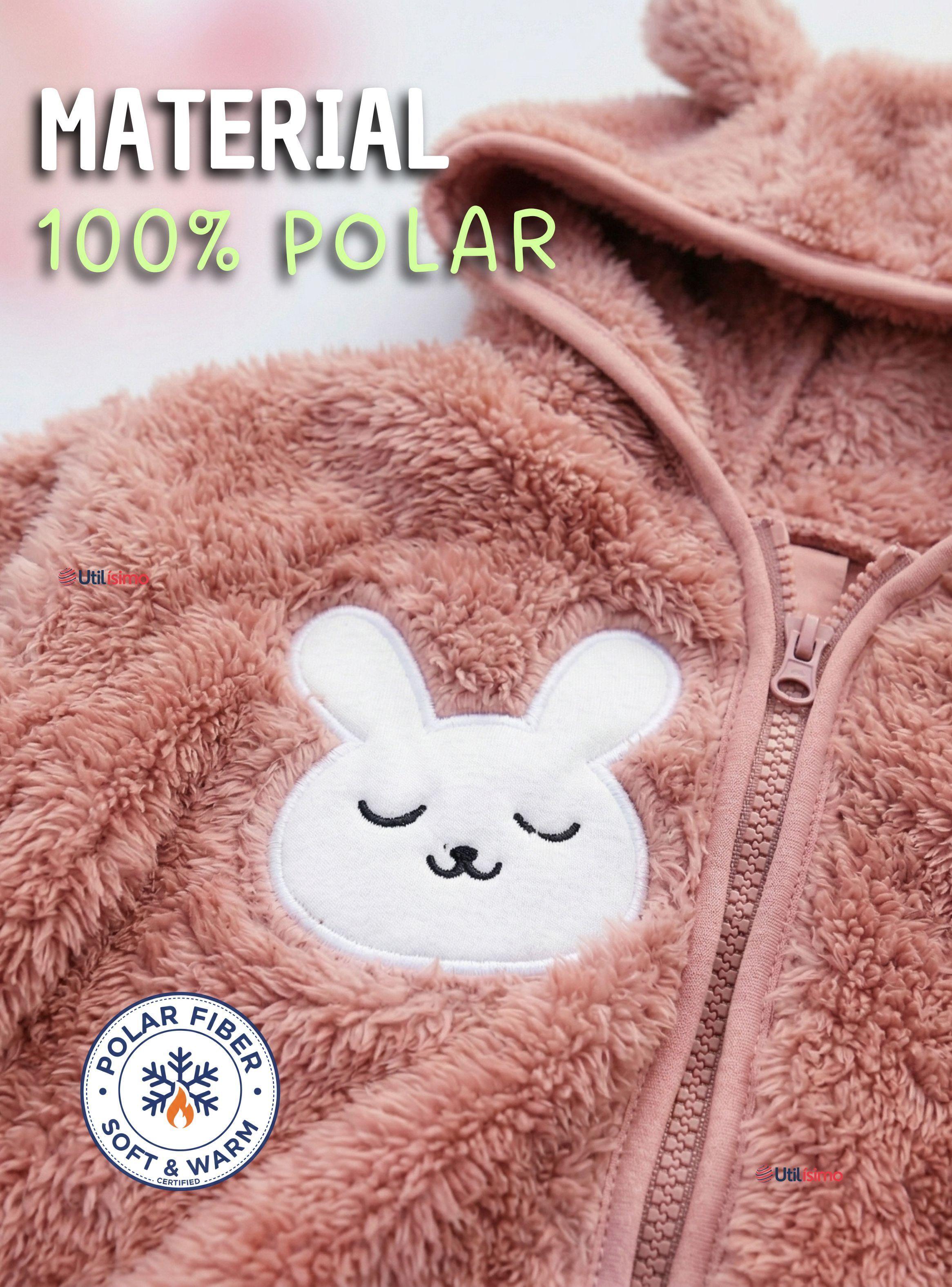 Chaqueta Polerón Con Capucha Forro Polar de Niña Bebe Conejo Abrigo Invierno-4