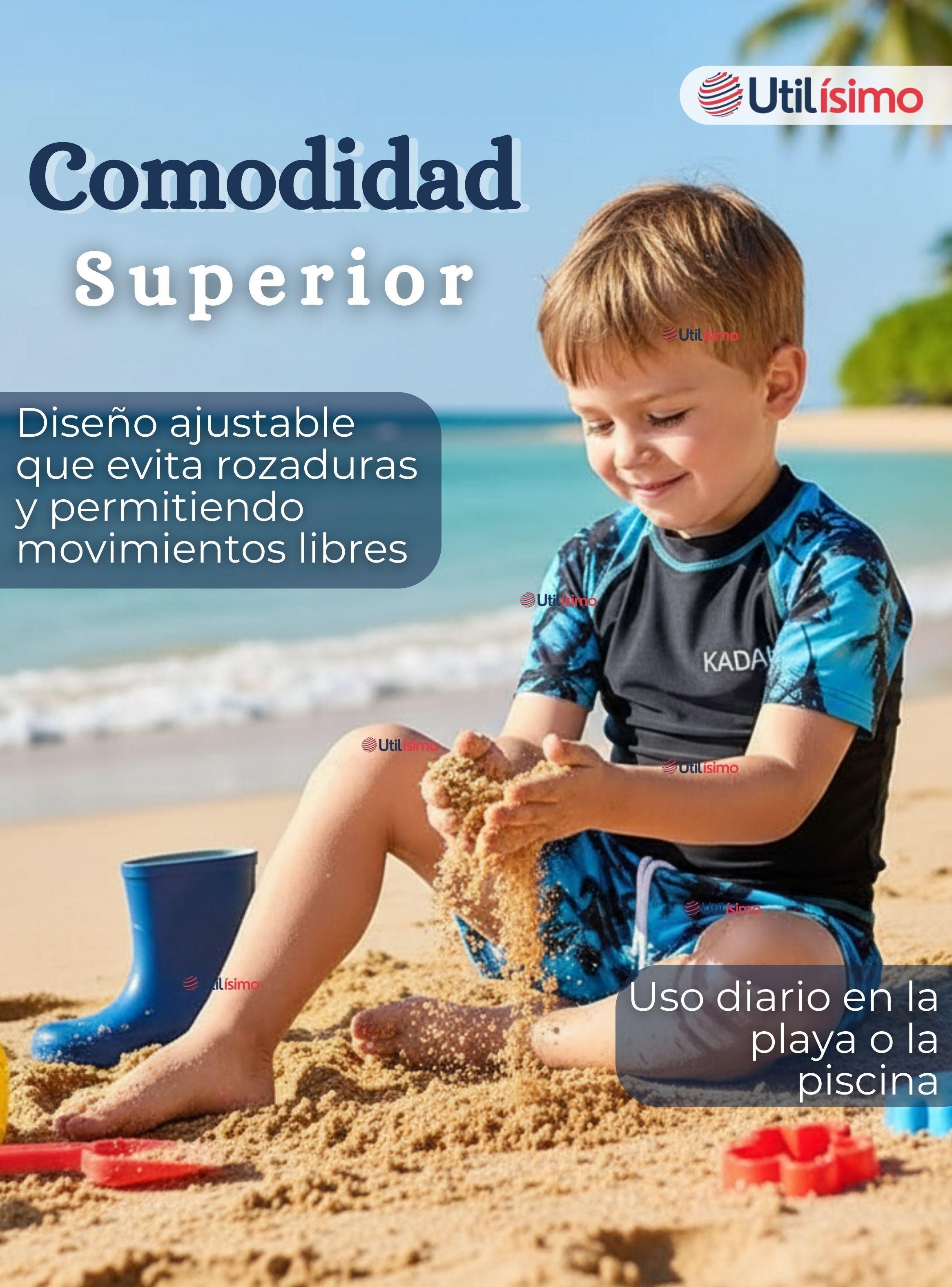 Traje de Baño Pantalón Corto Manga Corta 2 Piezas Corte Split para Niños de 4 a 6 años Black-6