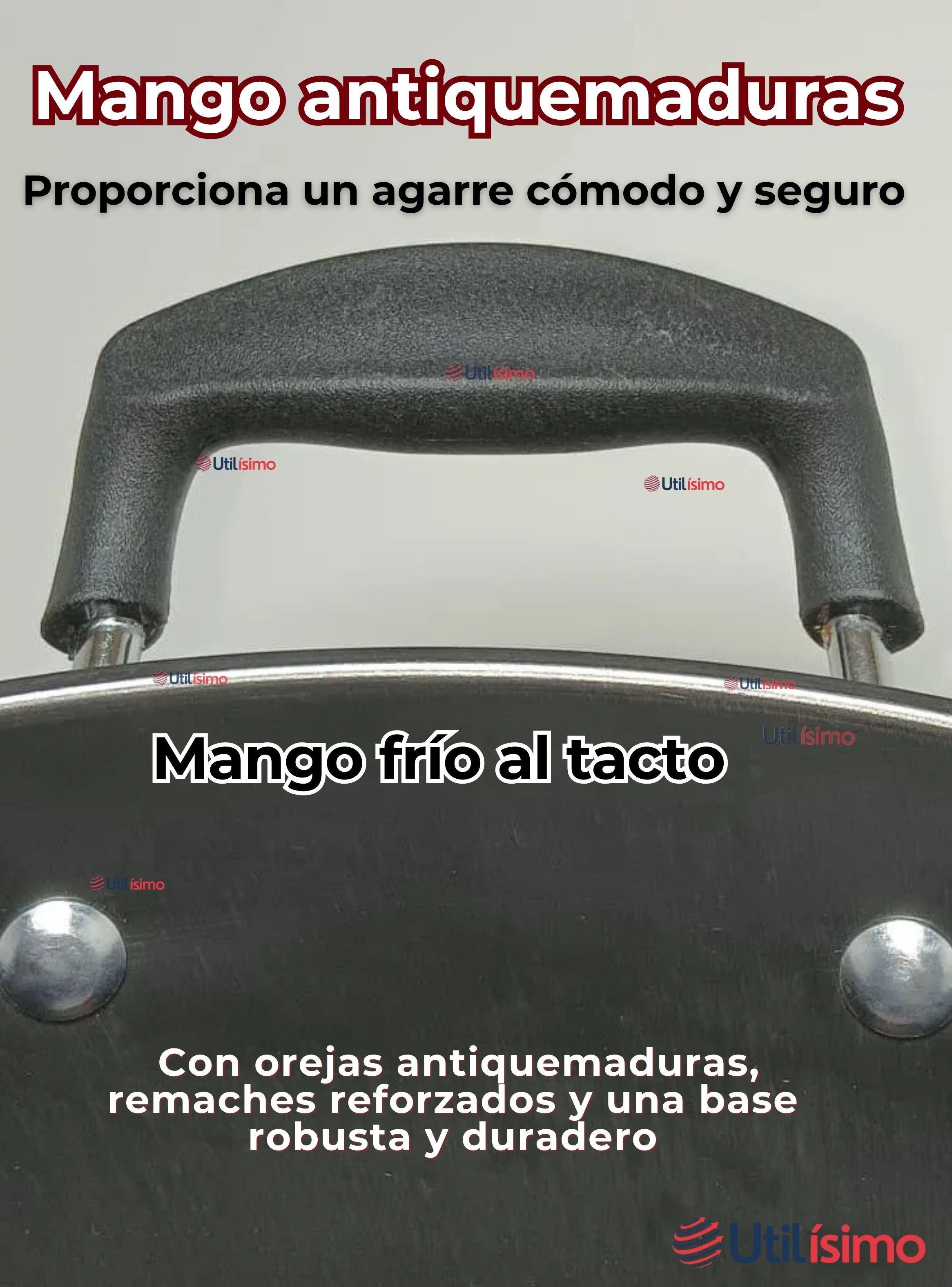 Wok Chino Acero Inoxidable Antiadherente 34cm+ Cuchara de Madera Bambú-7