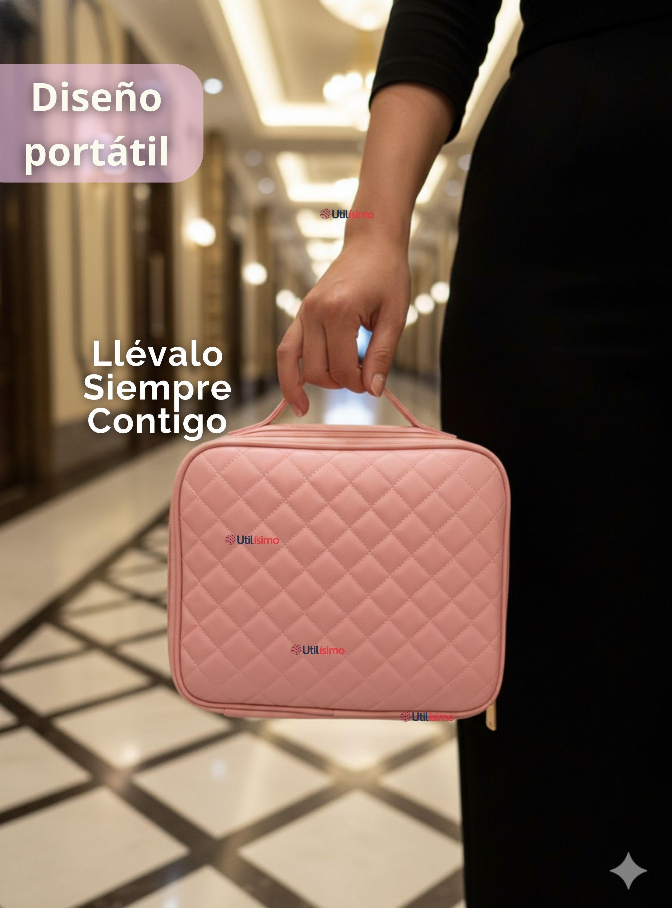 Estuche Maquillaje 2 en 1 Bolso Cosmetiquero Con Espejo Luz Led Organizador-7