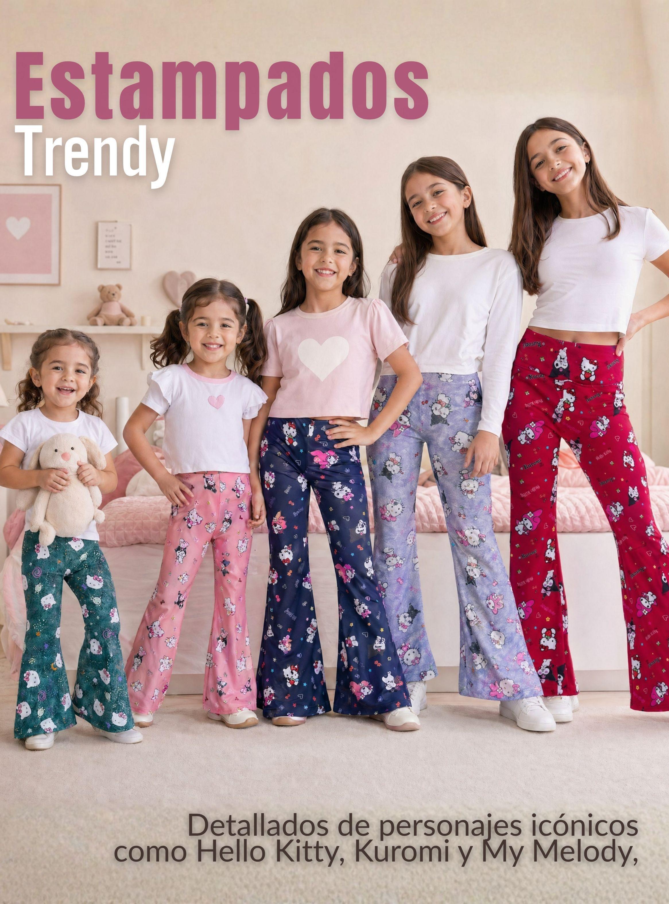 Pack 3 Buzos Pantalones Palazzos Polar Con Chiporro Para Niña Surtidos Hello Kitty Kuromi My Melody -6