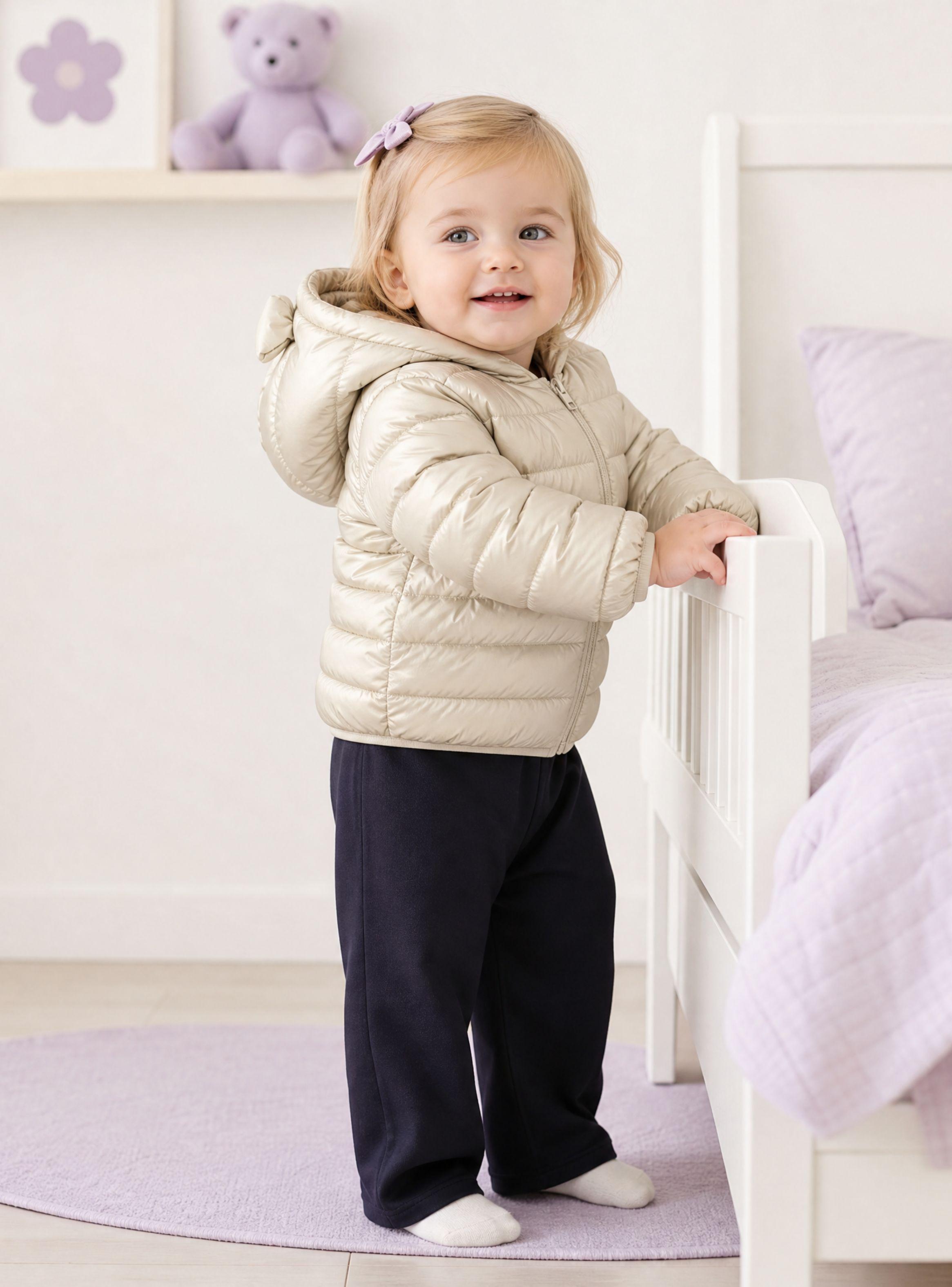 Parka Bebé Niña Beige Térmica Acolchada Con Orejitas Sweet Winter-0