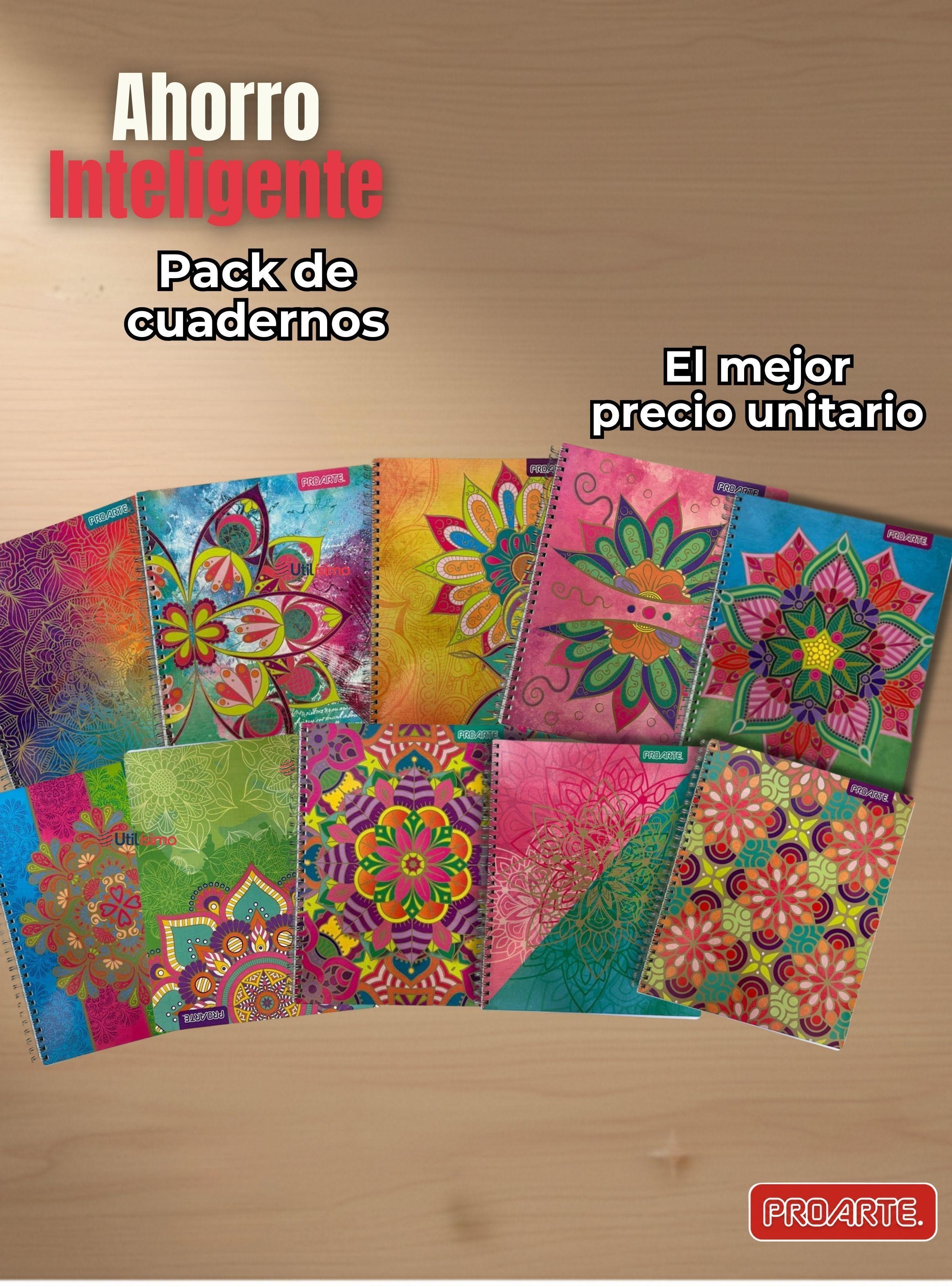 Pack 10 Cuadernos Universitario Mandalas Proarte 7mm de 100 hojas Diseños Surtidos-5